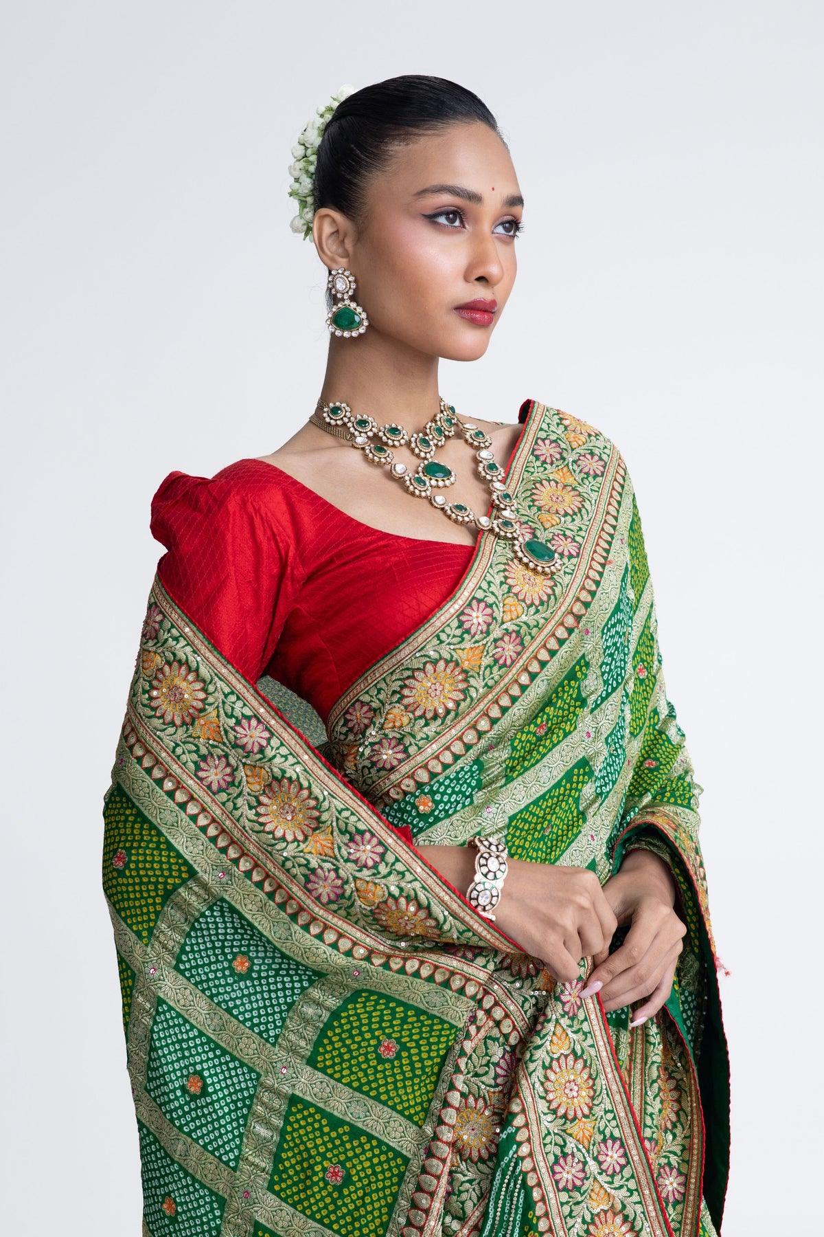 Green Gharchola Banarasi Saree
