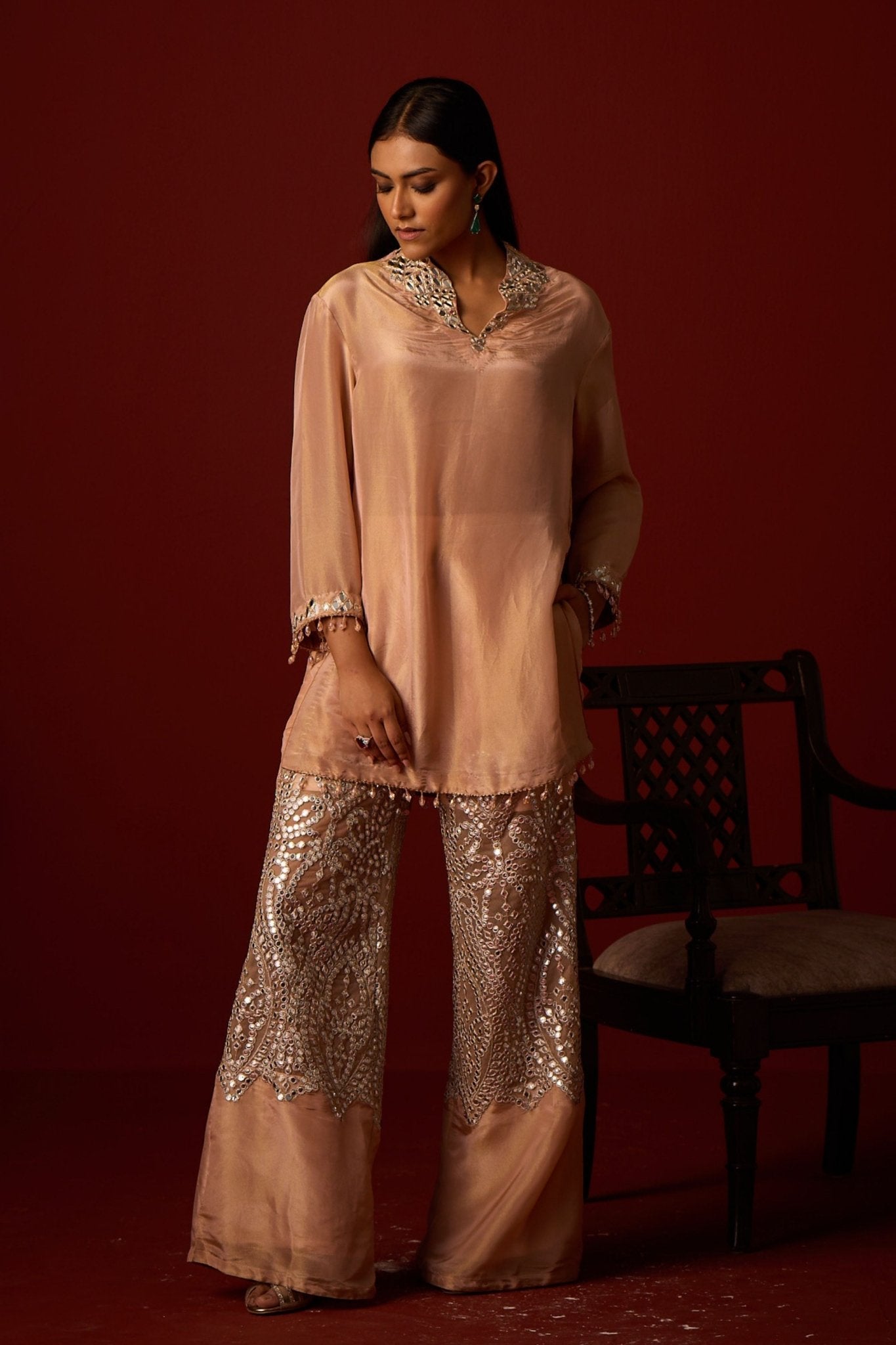 Blush Mirror Work Palazzos - Twenty Nine - Elahe