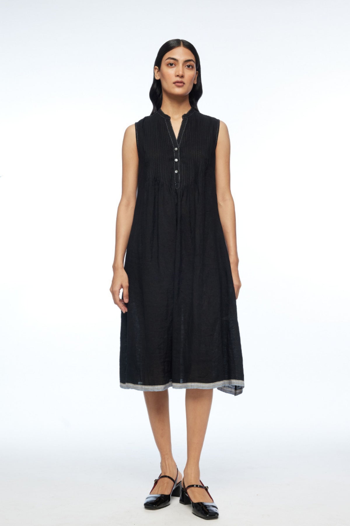 Cymosa Yoke Pleated Dress
