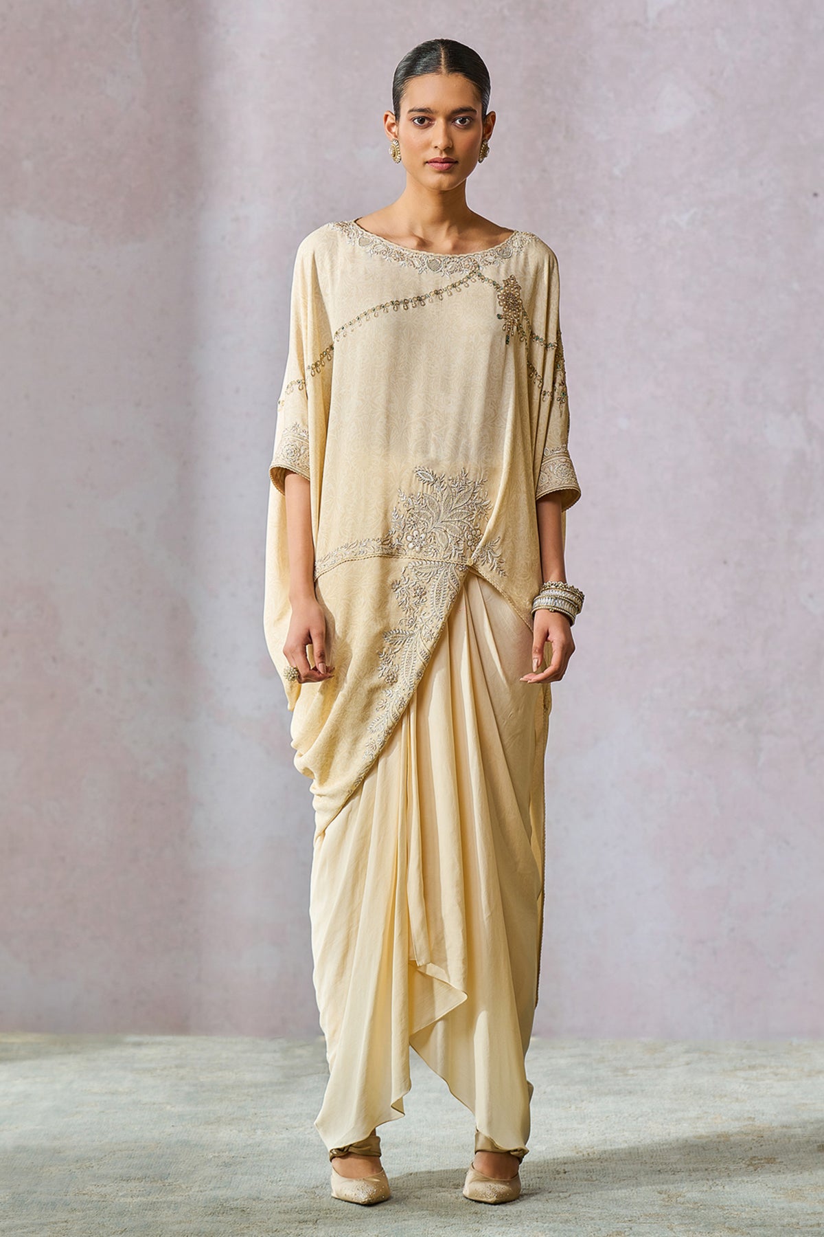 Asymmetric Kimono Style Top With Dhoti