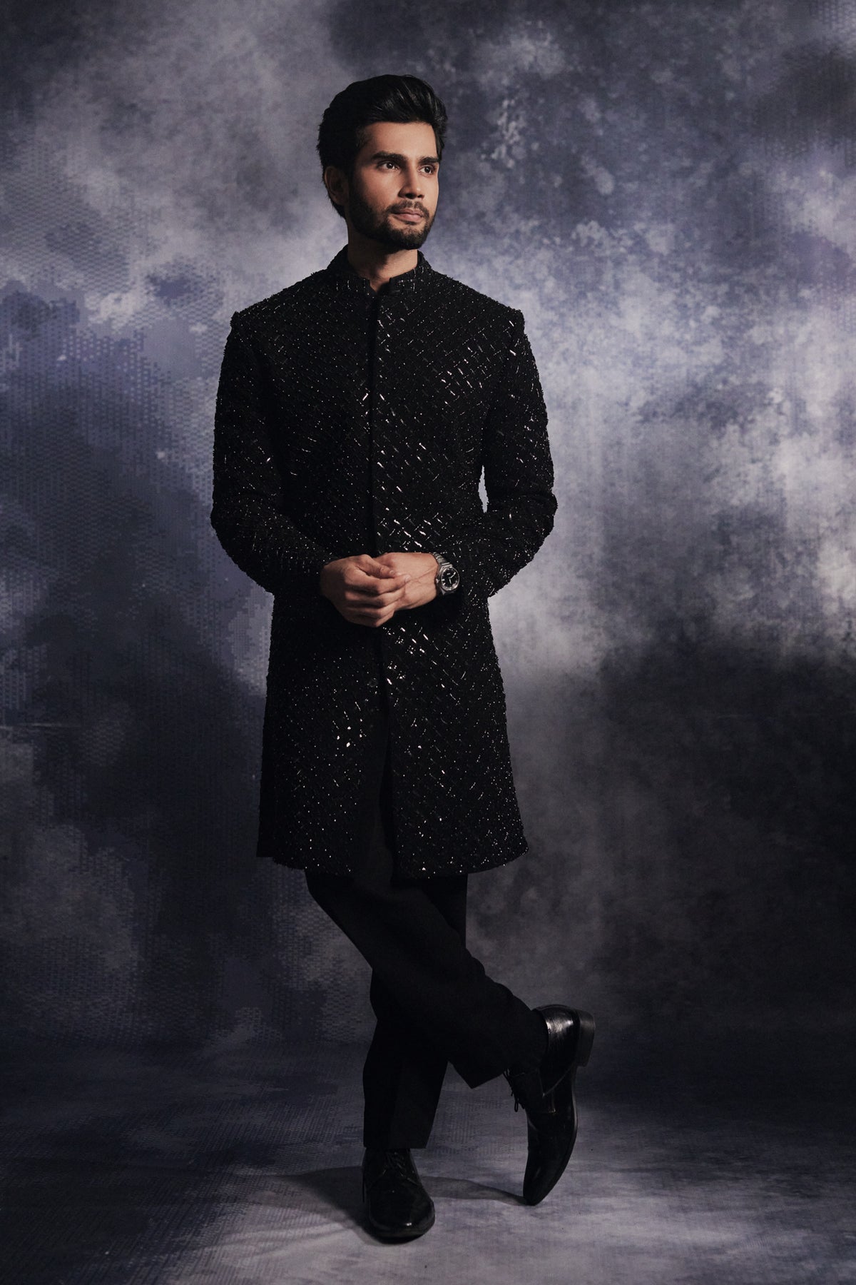 Ebony Black Cadence Sherwani Set