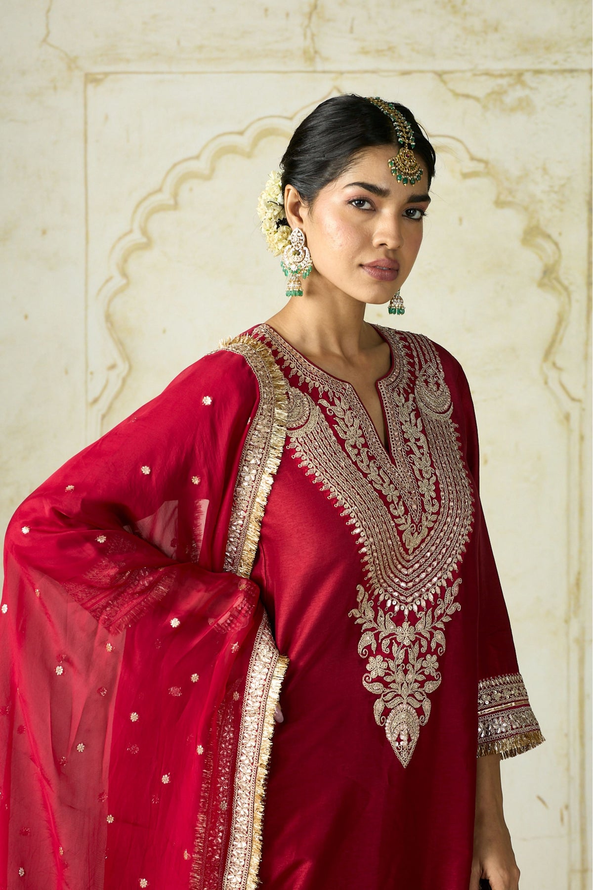 Red Ameena Sharara Set