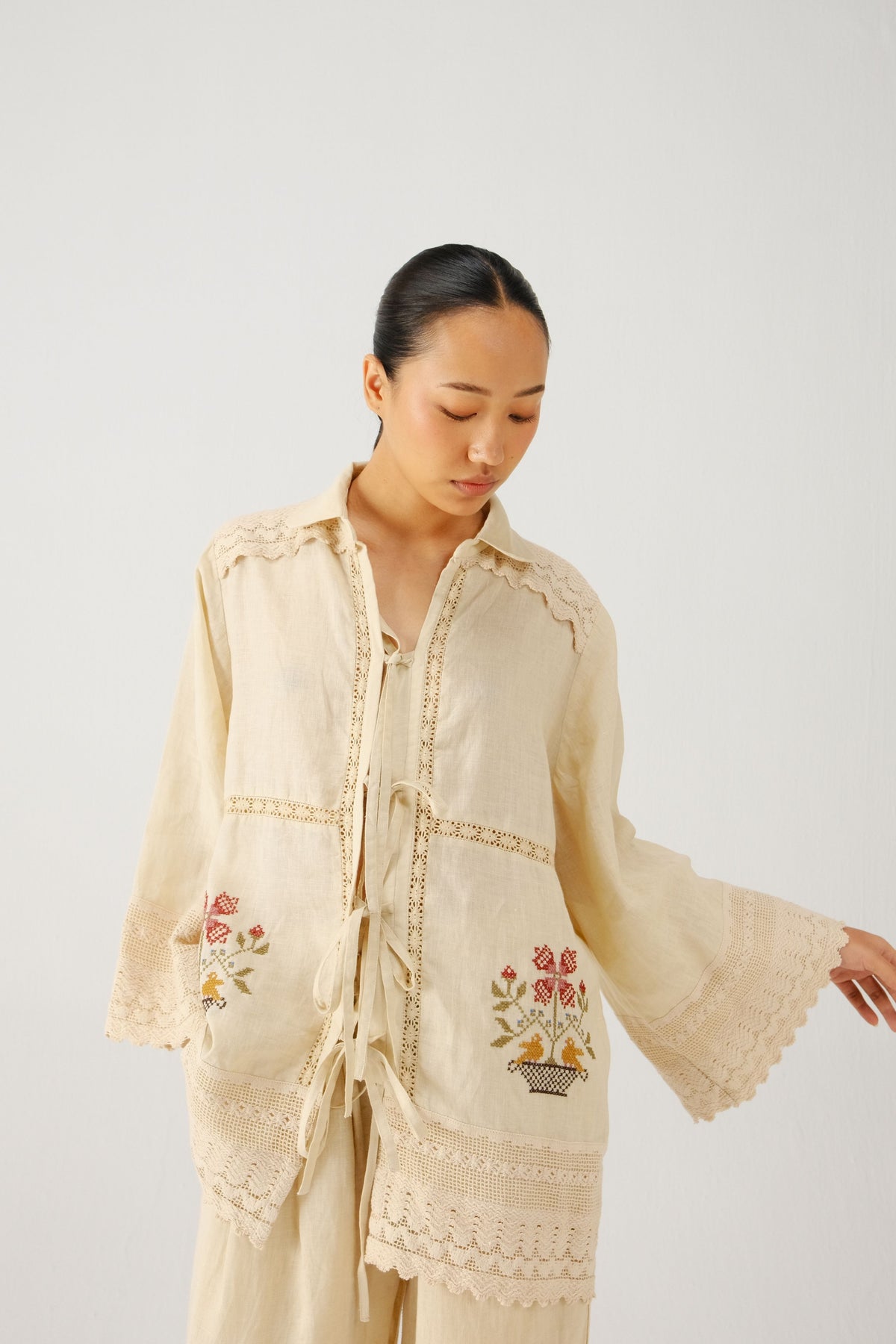 Ivory Tie up Shirt