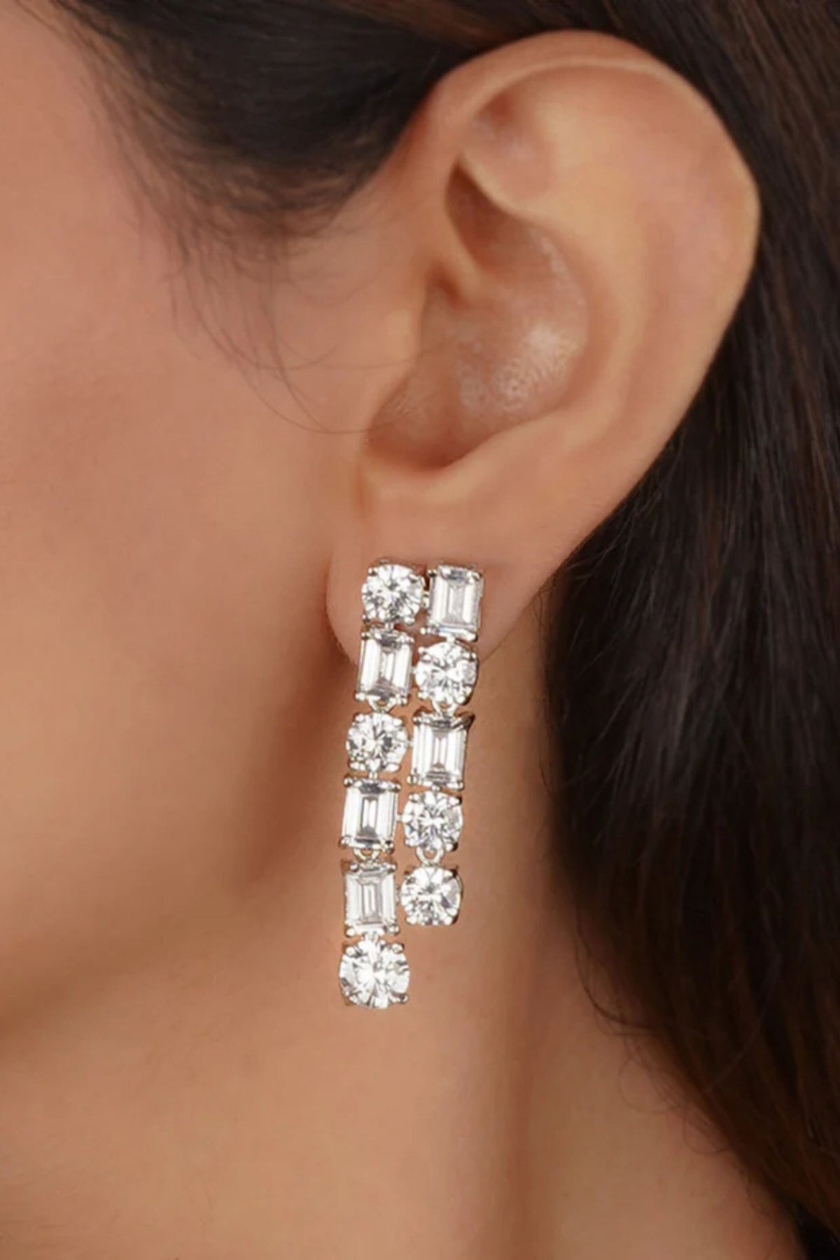 White Silver Plated Faux Diamond Necklace Set