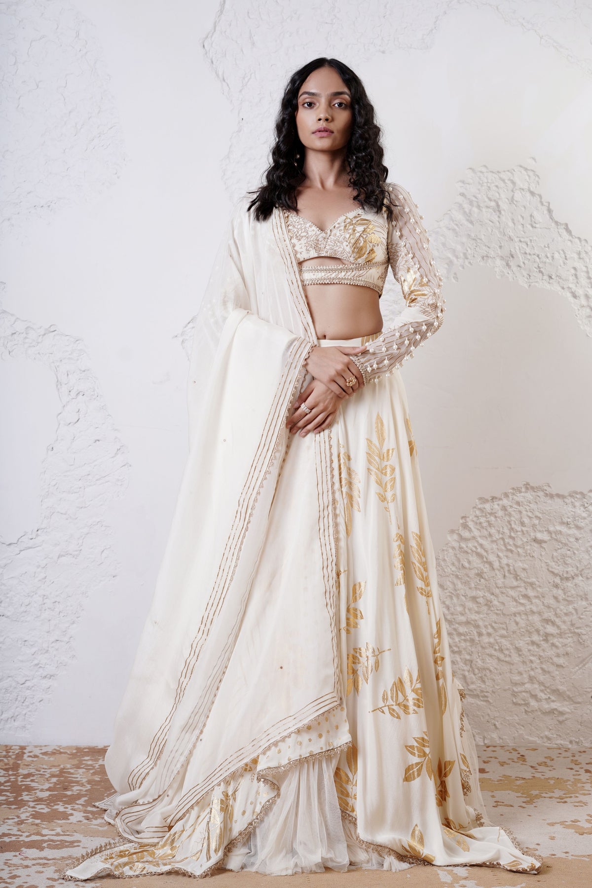 Ivory Foil Lehenga Set