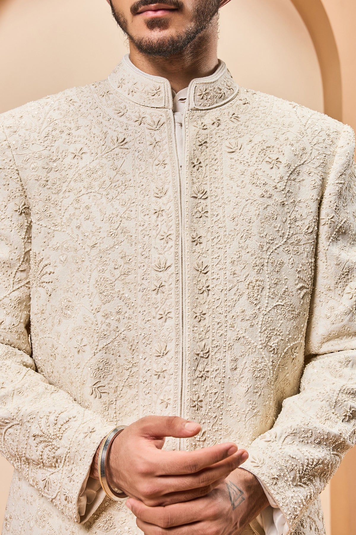 Threaded Ivory Sherwani Set