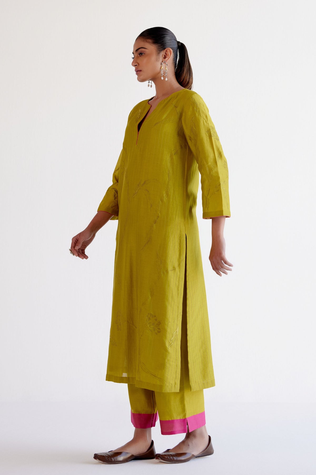 Green Resham Embroidery Kurta Set