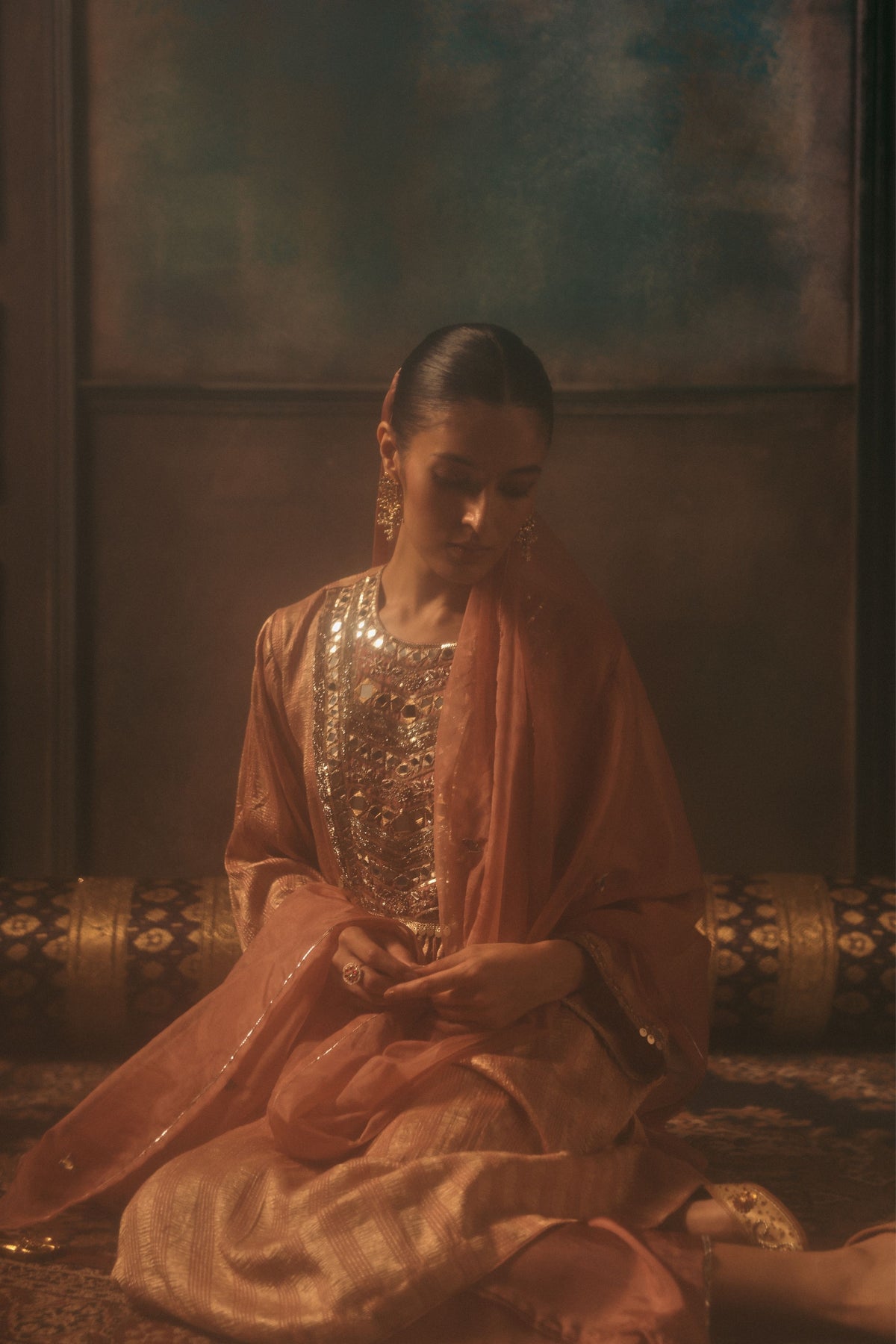 Peach Naksh Kurta Set