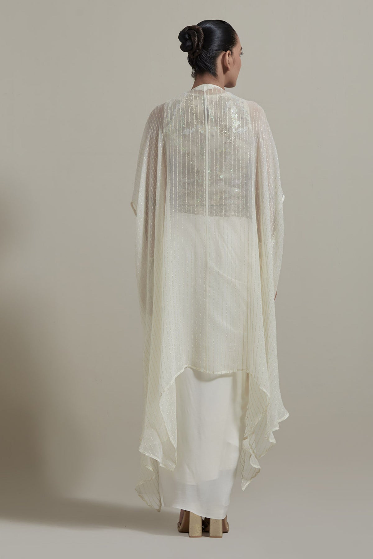 Ivory Embellished Drape Skirt Set