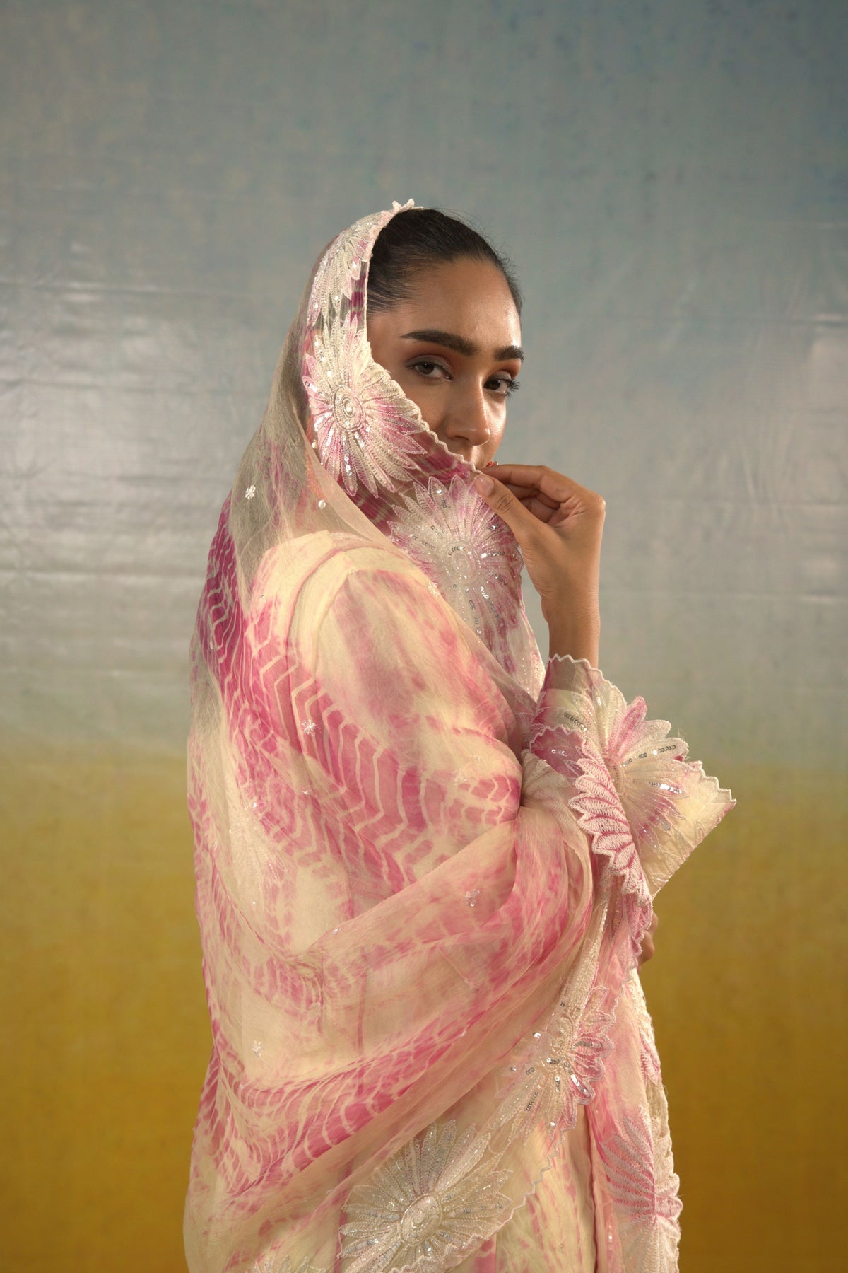 Tie & Dye Organza Anarkali Set