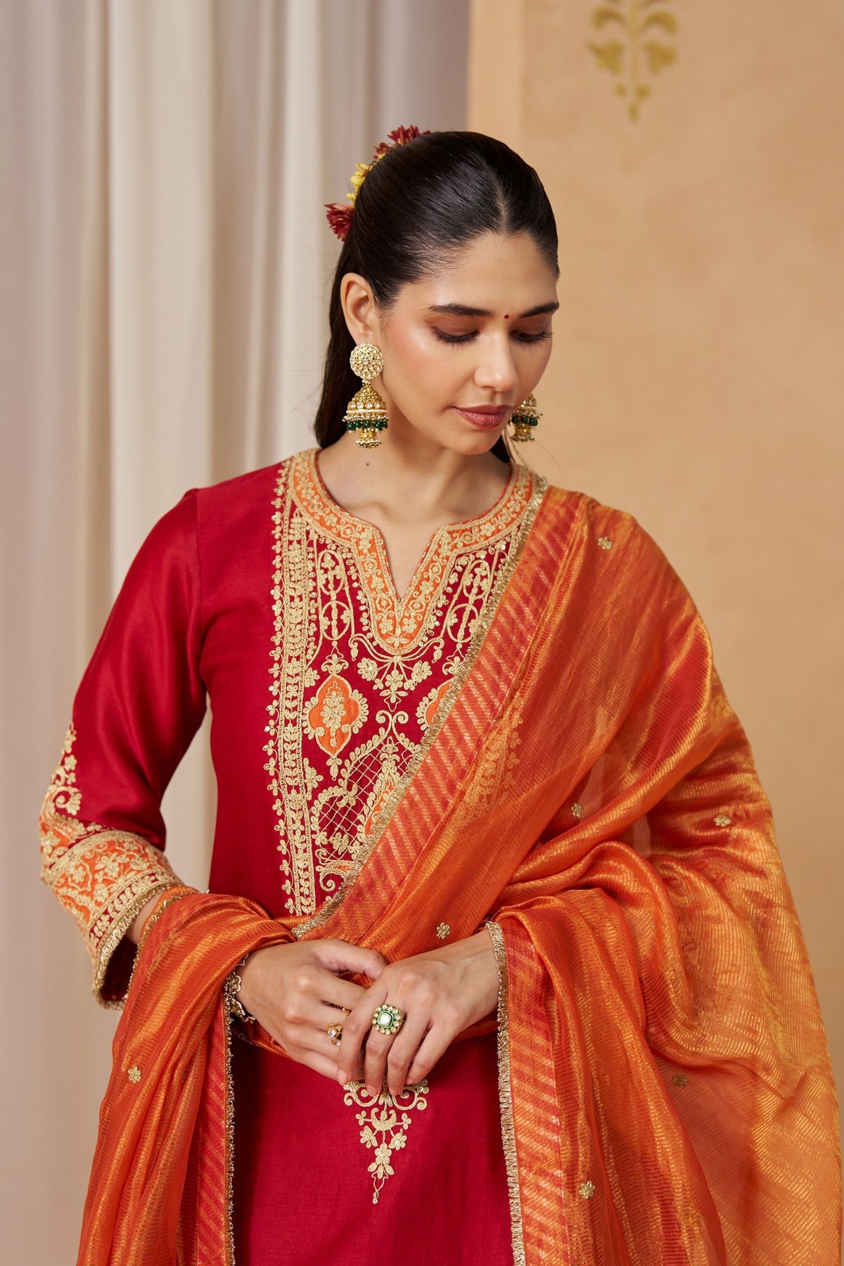 Adeela Deep Red Kurta Set