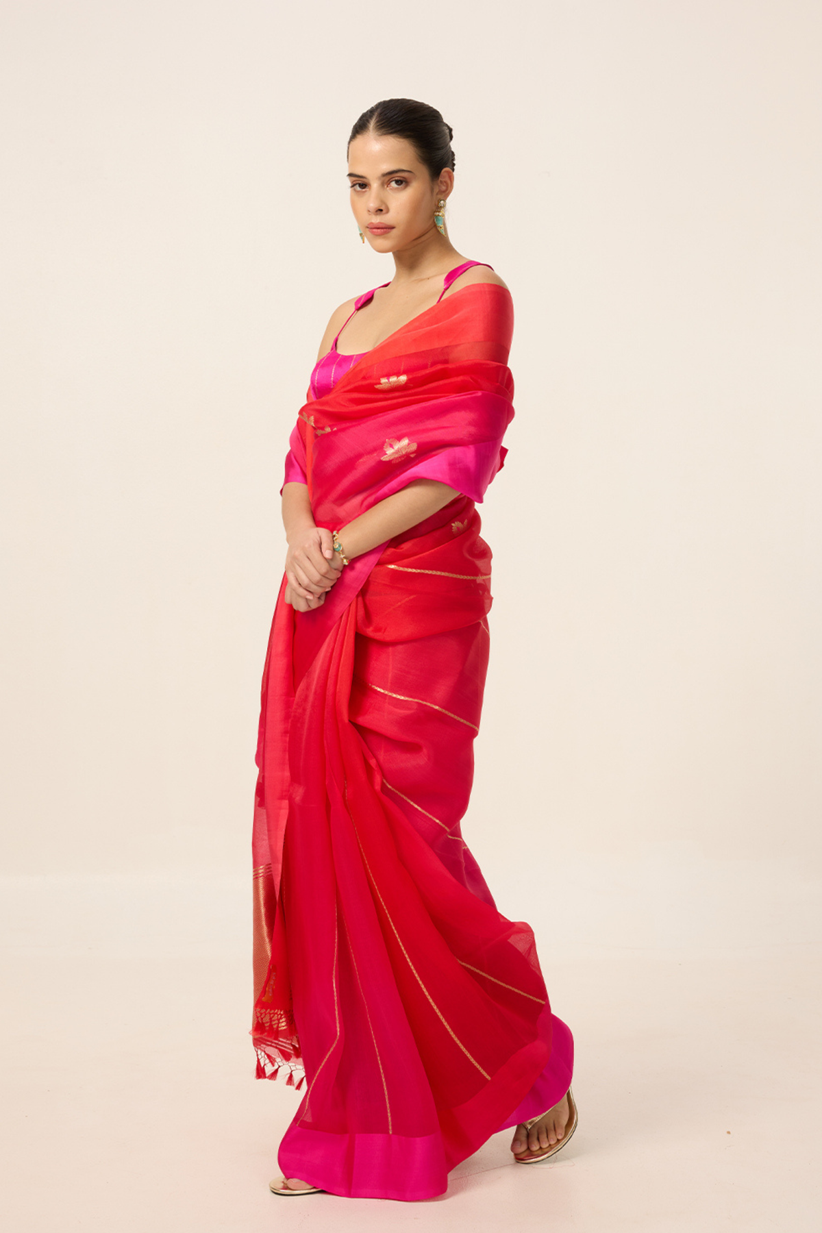 Deep Pink Organza Saree