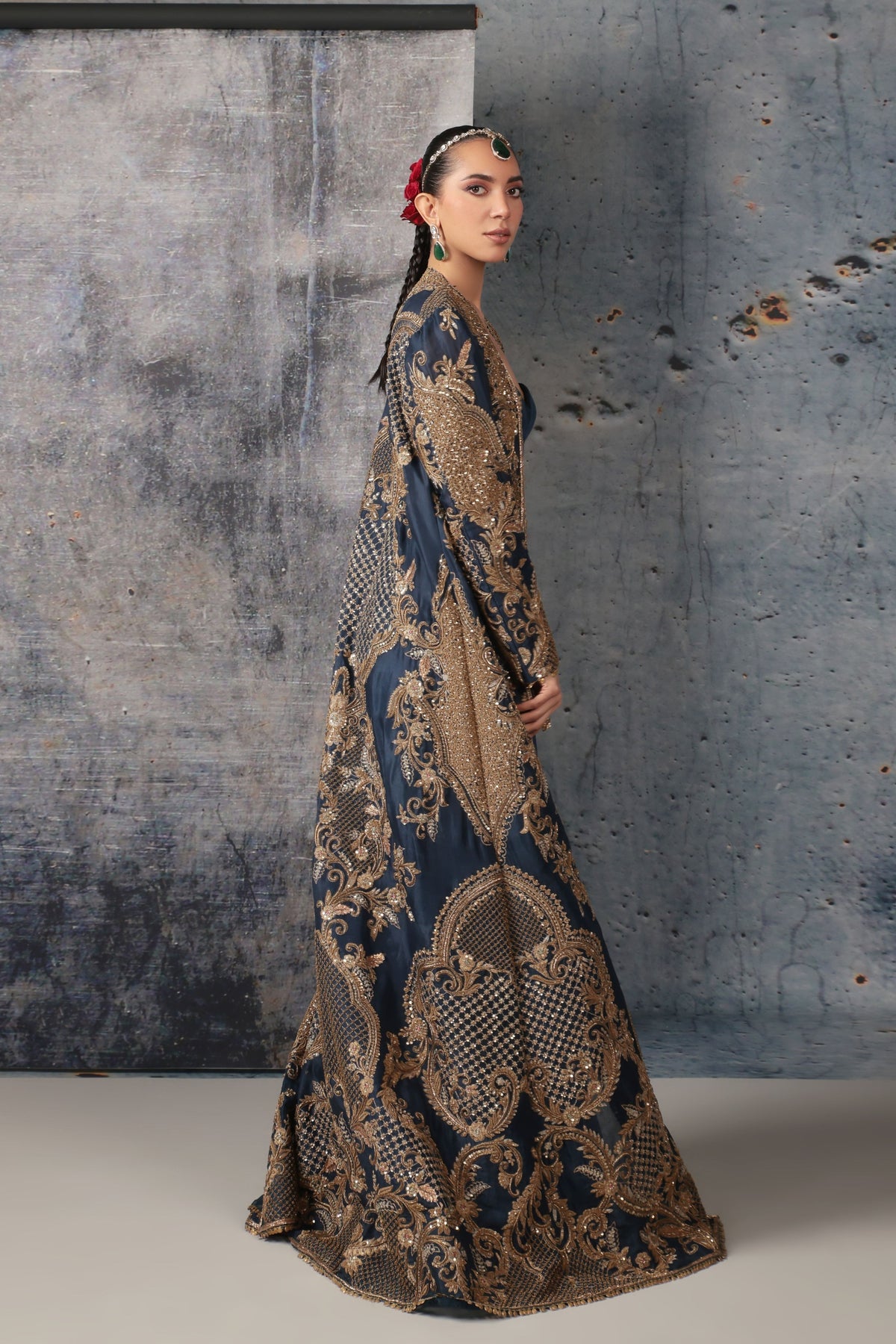 Blue Long Jacket Set