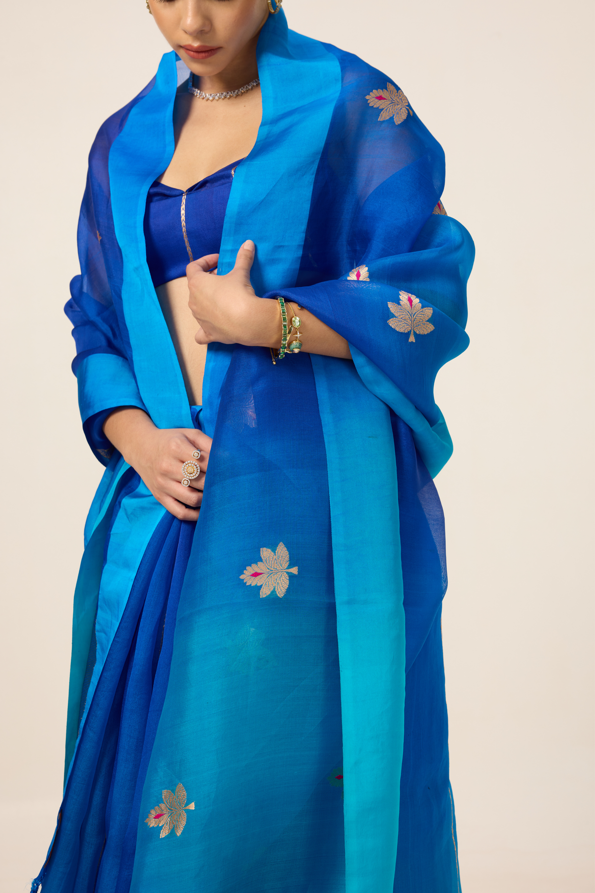 Deep Blue Organza Saree