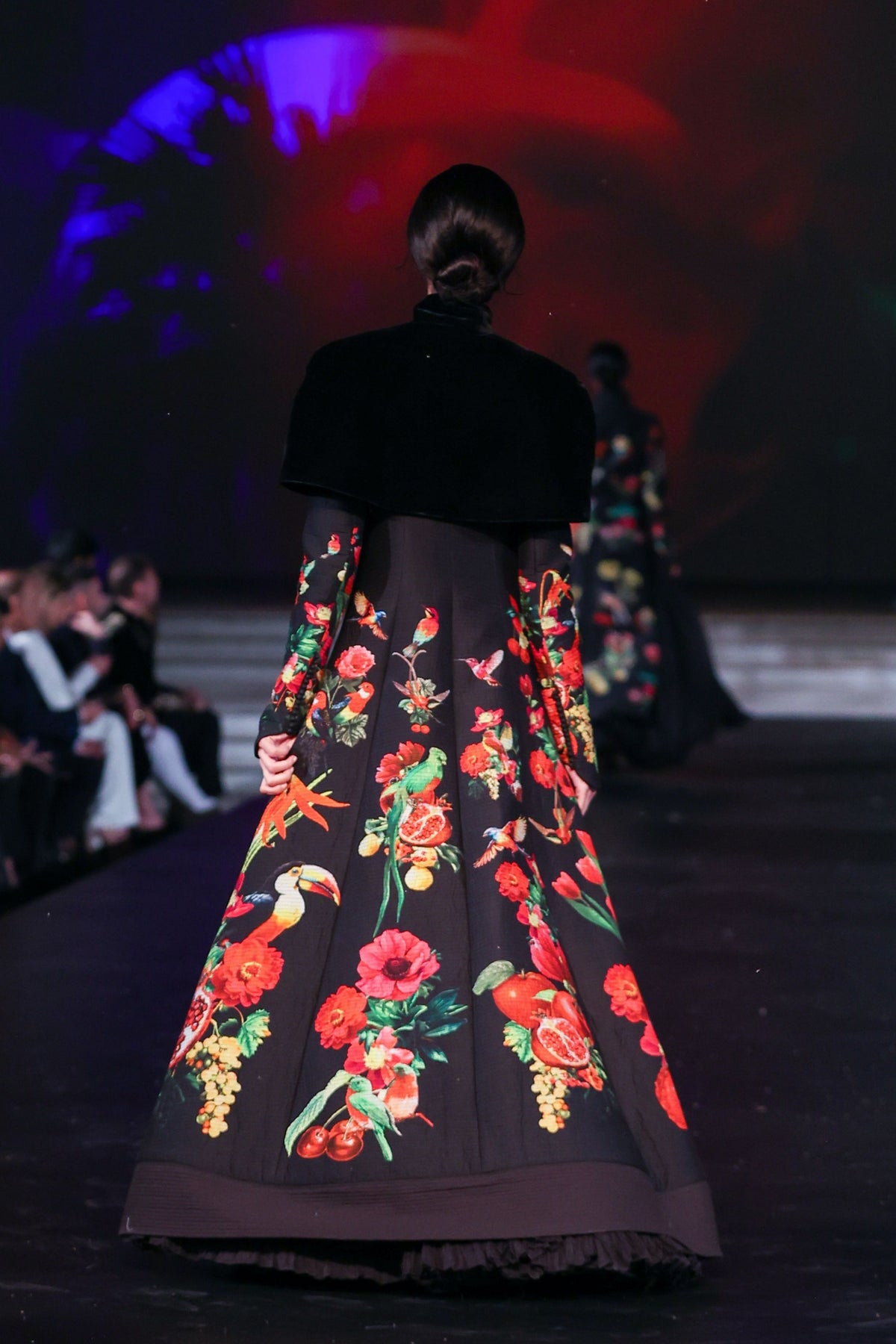 Black Long Printed Quilting Jacket
