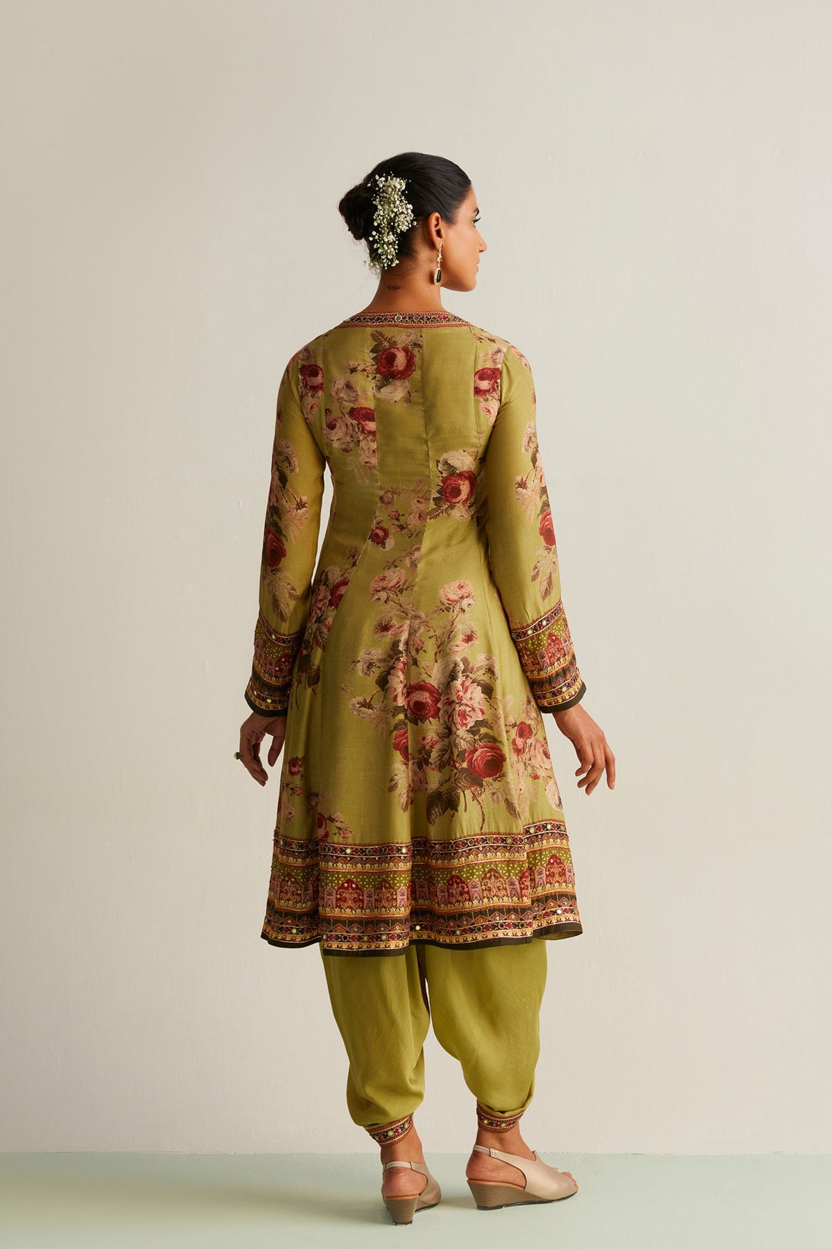 Green Ruhi Short Anarkali Set