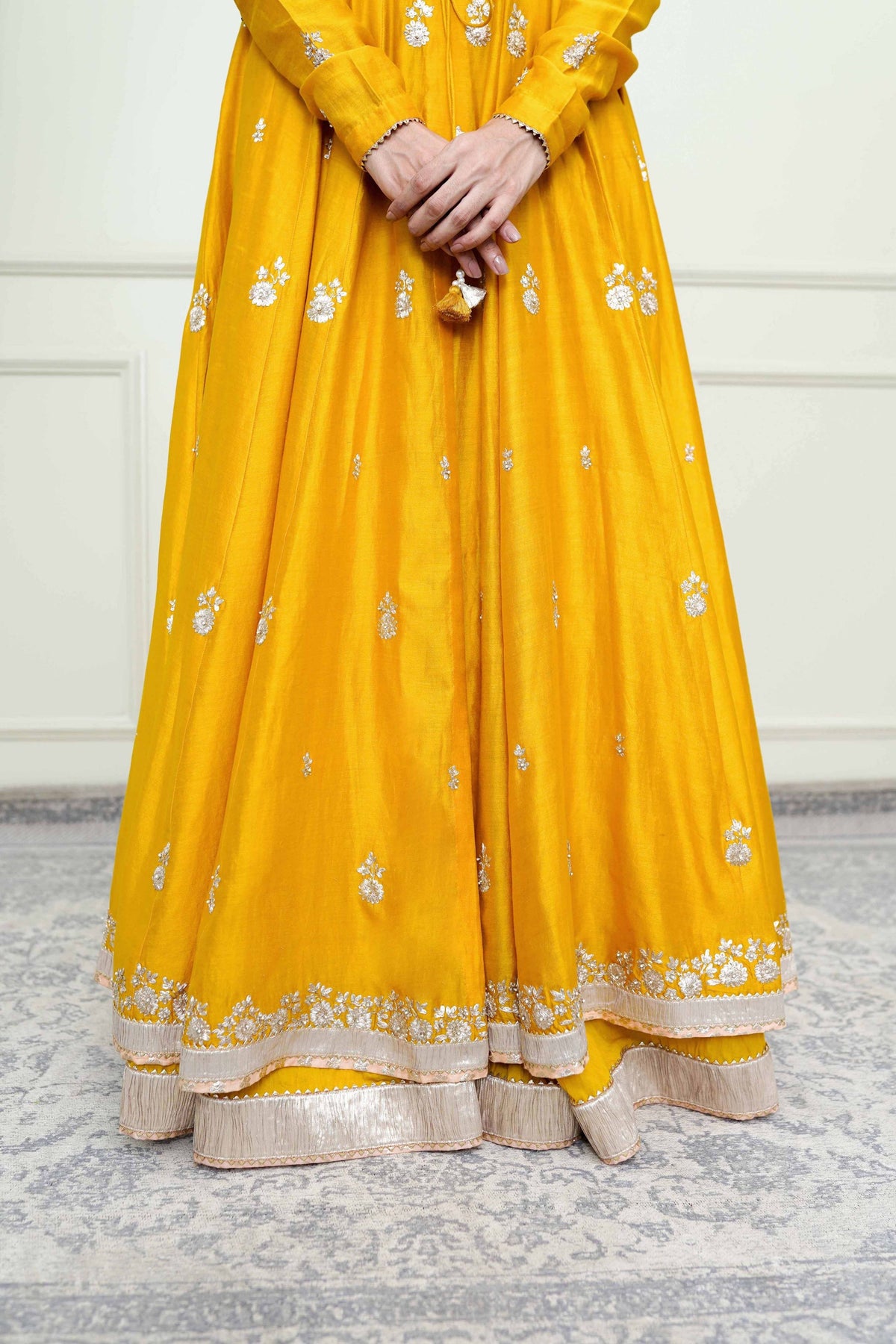 Glaze mustard- taarini anarkali set