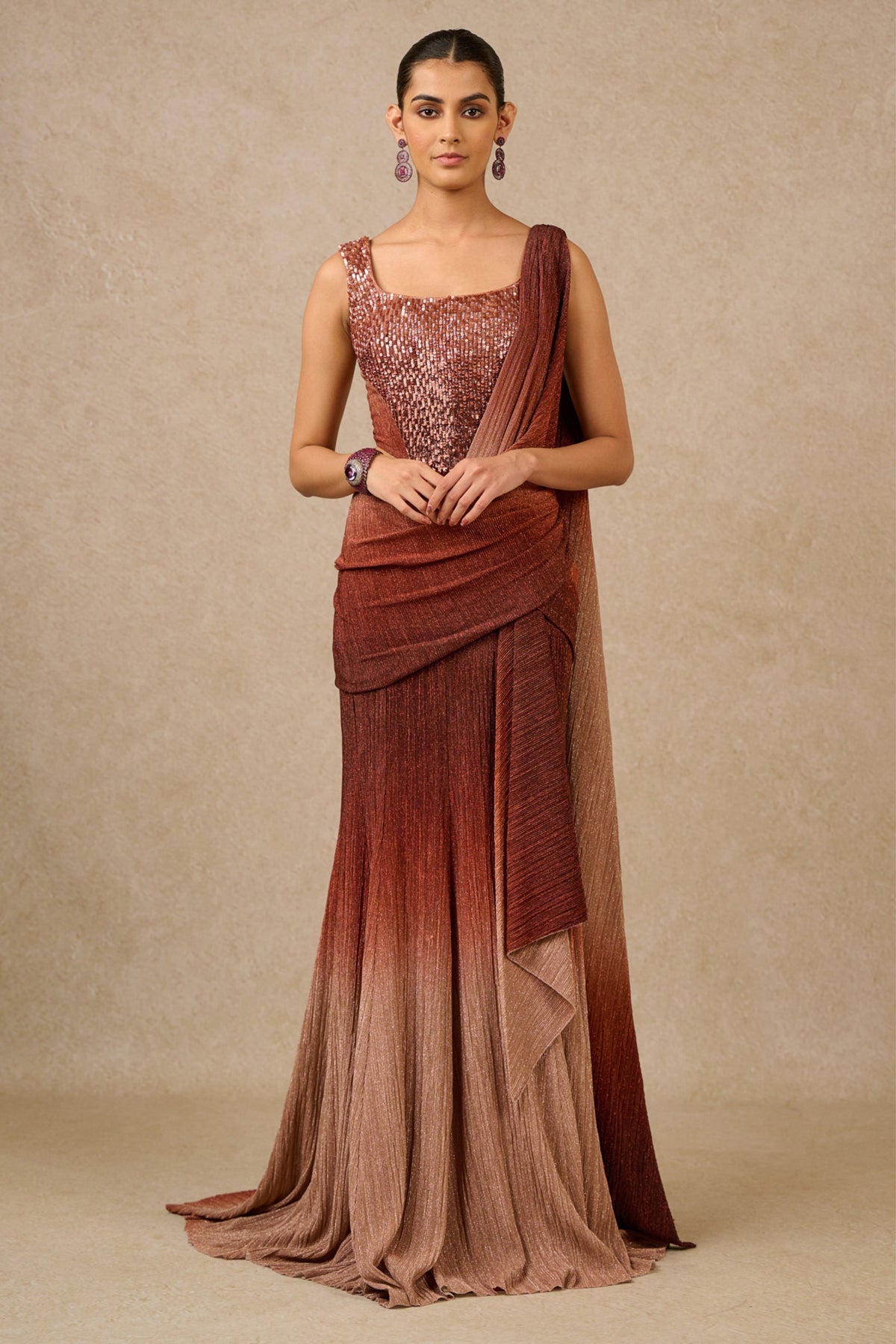 Copper Ombre Corset Concept Saree
