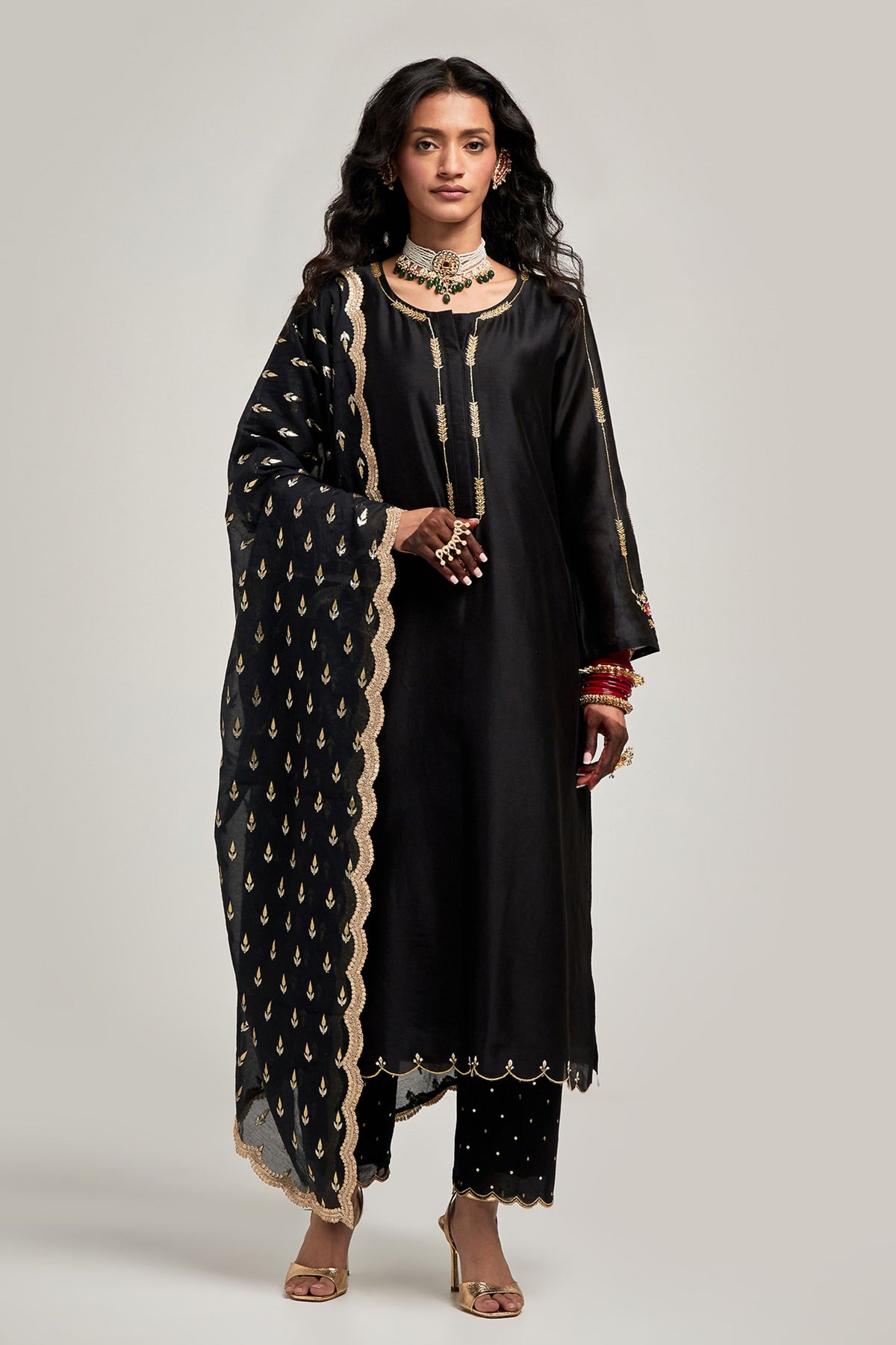 Embroidered Black Kurta Set