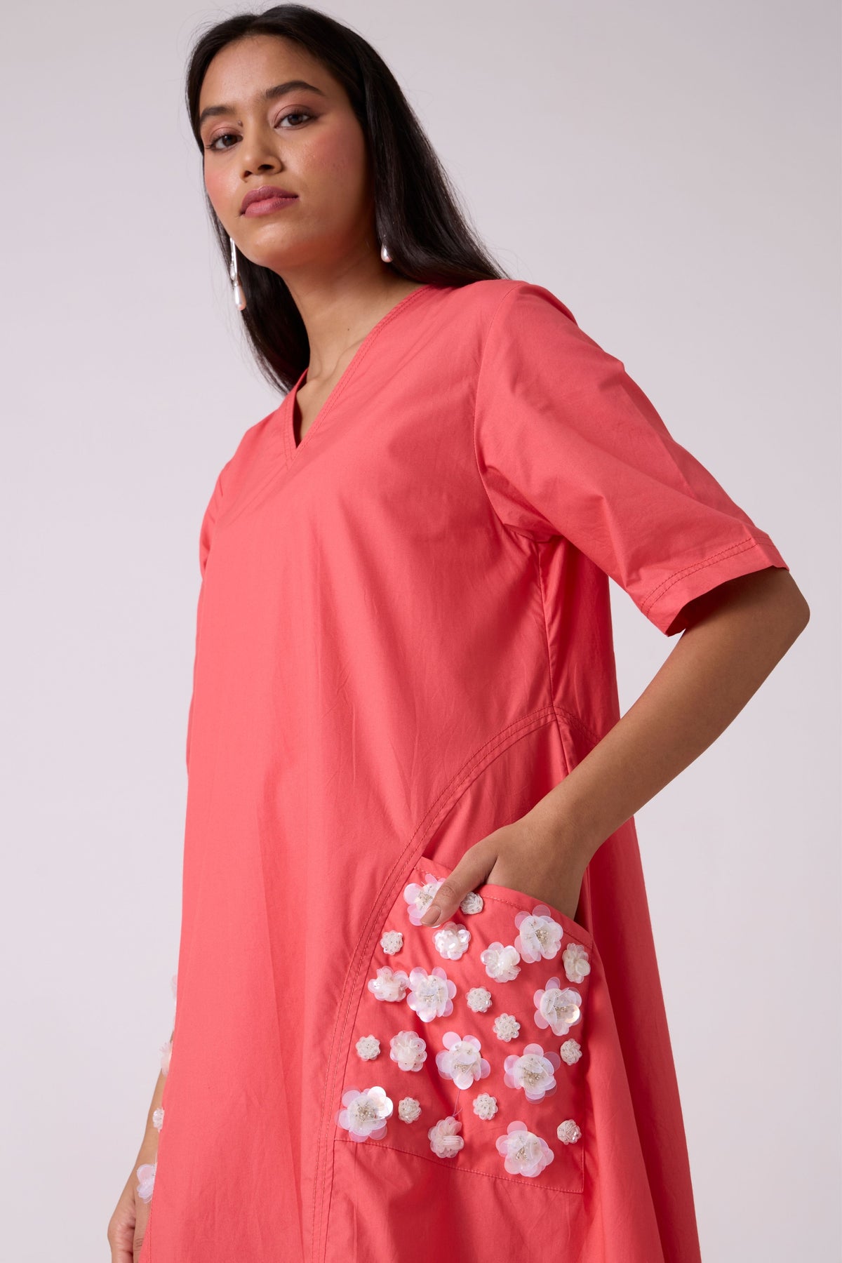 Neve Applique Sunset Pink Dress