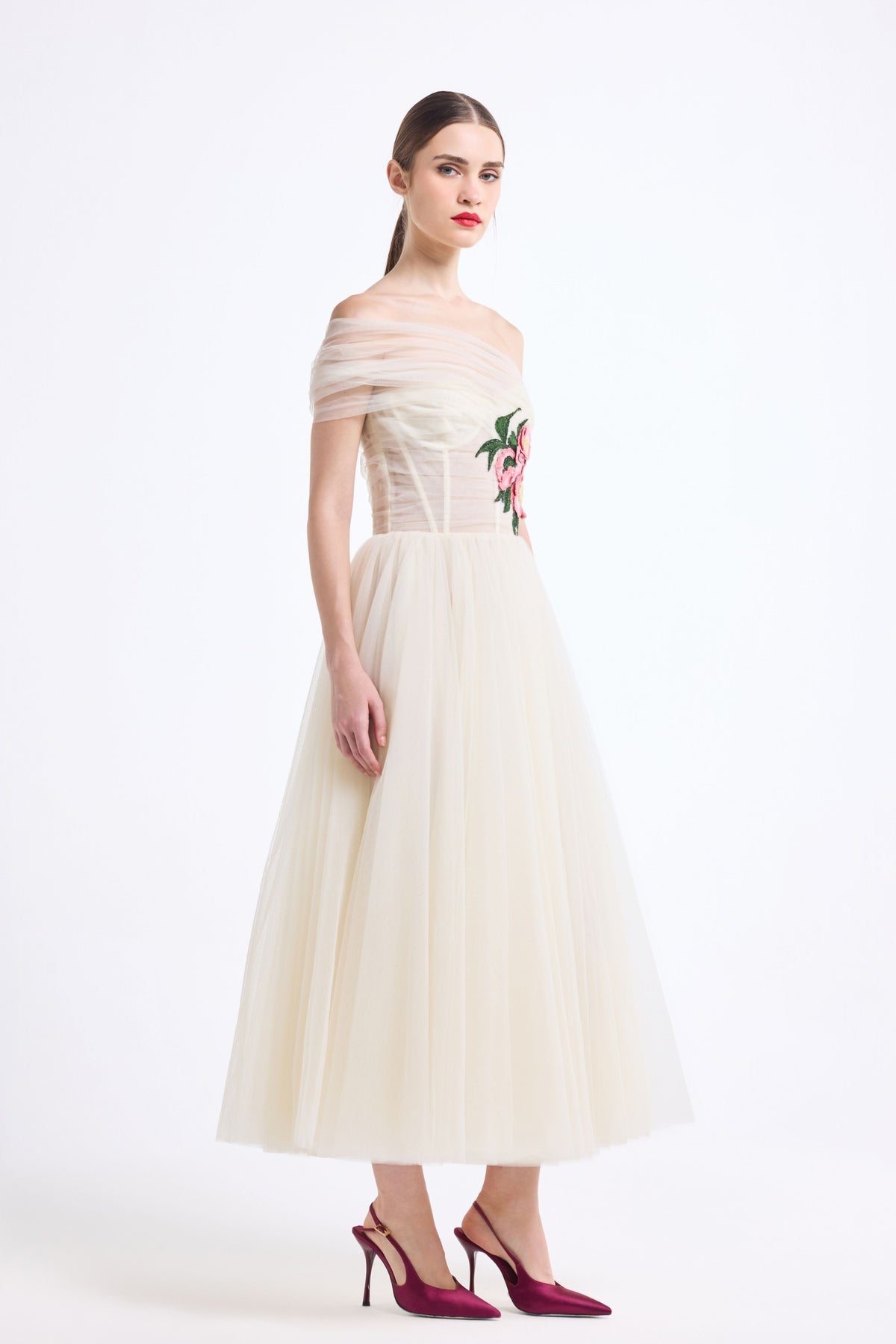 One Shoulder Draped Midi