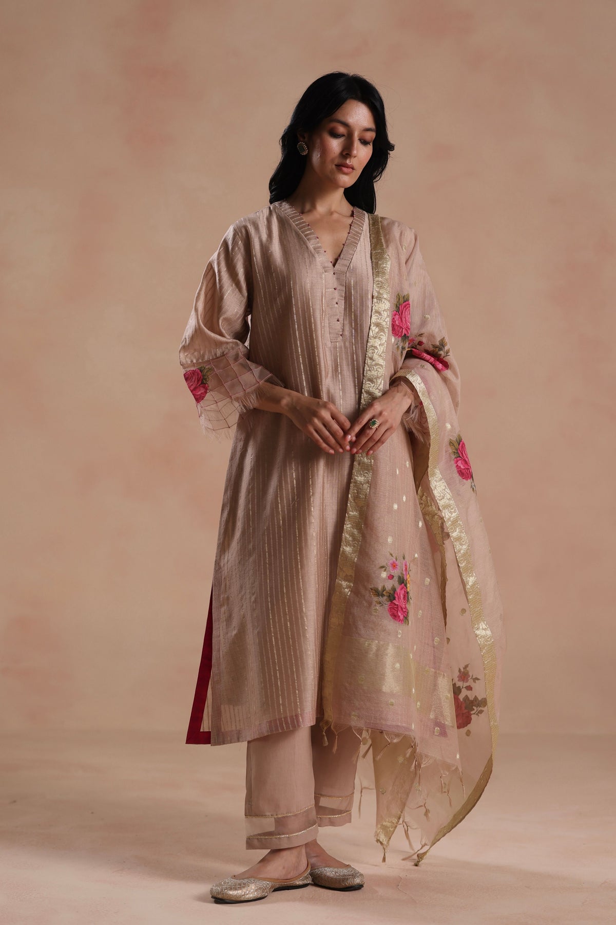 Sidra Beige Kurta Set