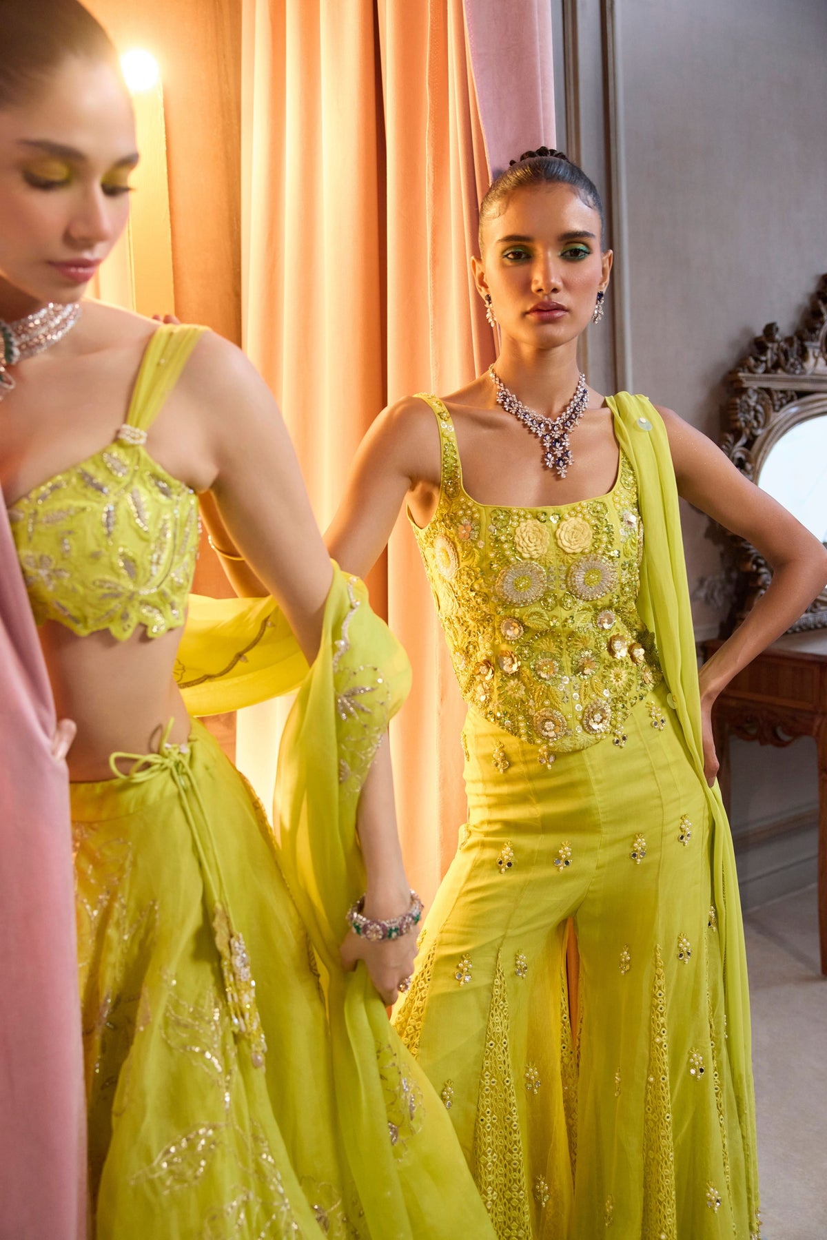 Neon Green Sharara Set