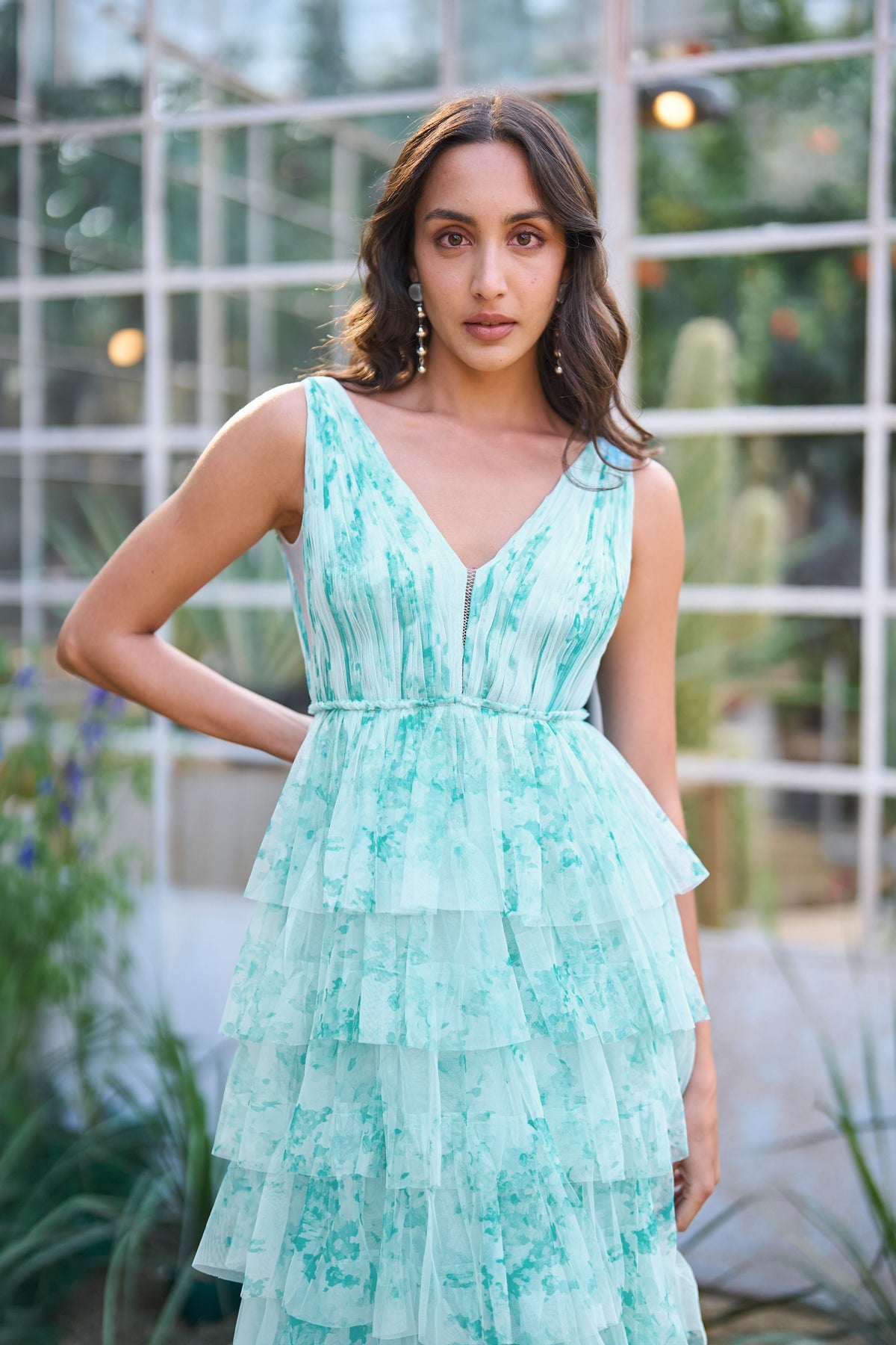 Cascading Printed Gown