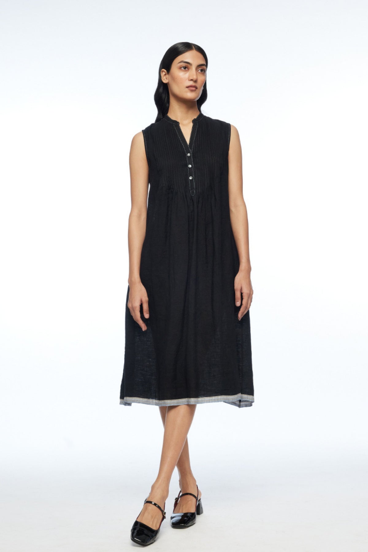 Cymosa Yoke Pleated Dress