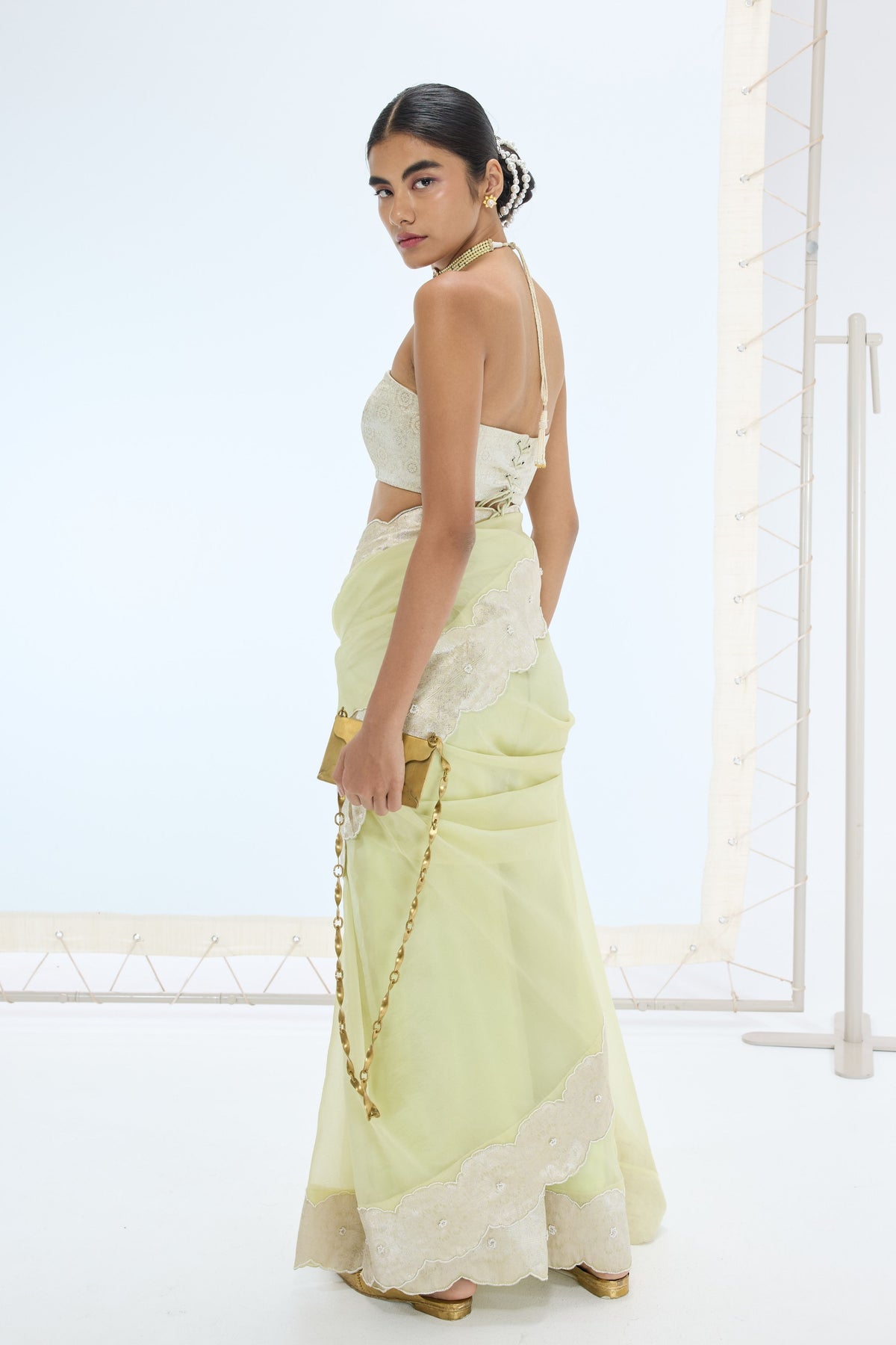 The Jane Saree in Pistachio