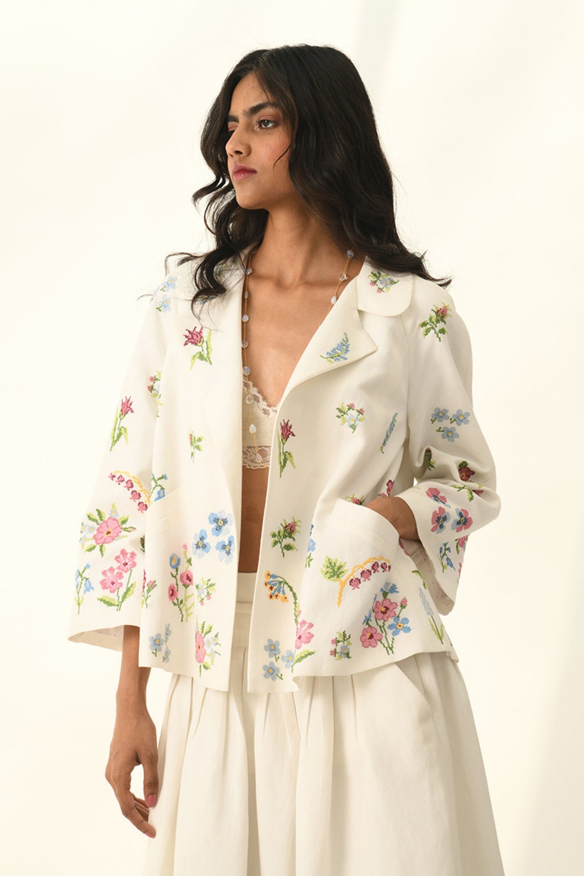 White Stellata Cross Stitch Jacket