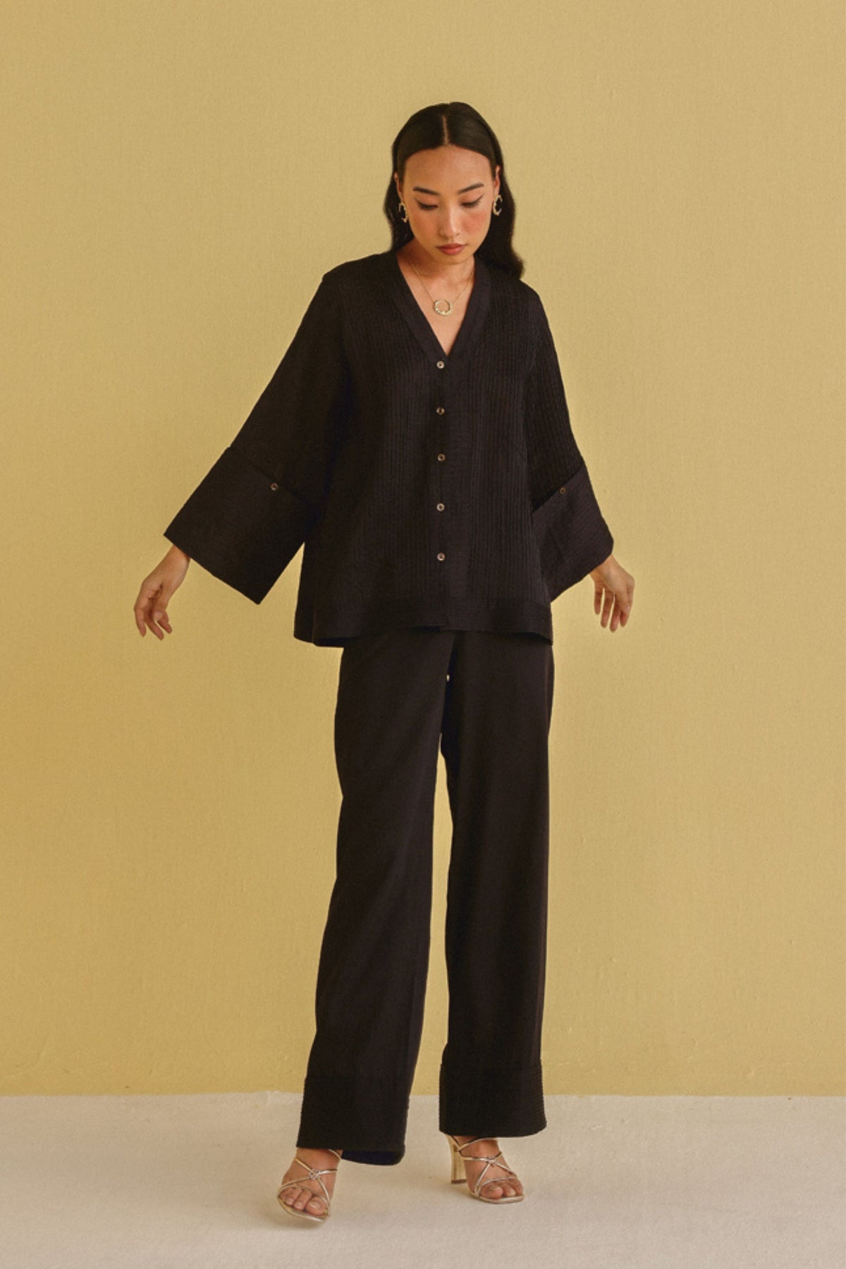Pintuck Jacket With Palazzos
