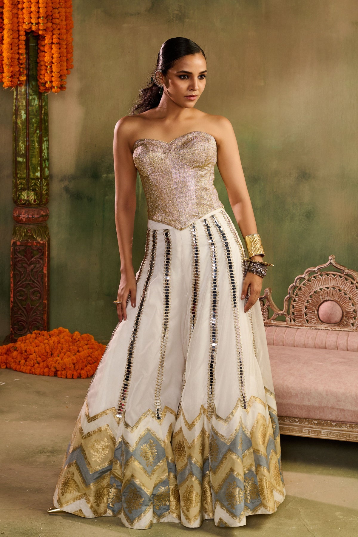 Chamkeeli Ivory Sharara Set
