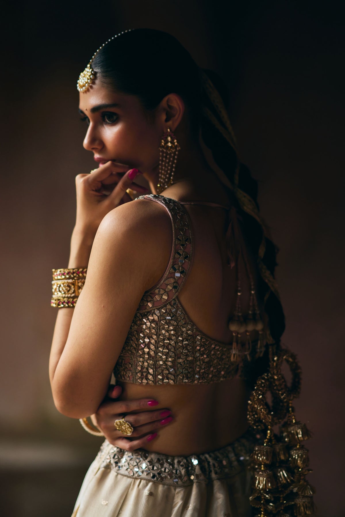 Gold Tissue Lehenga Set