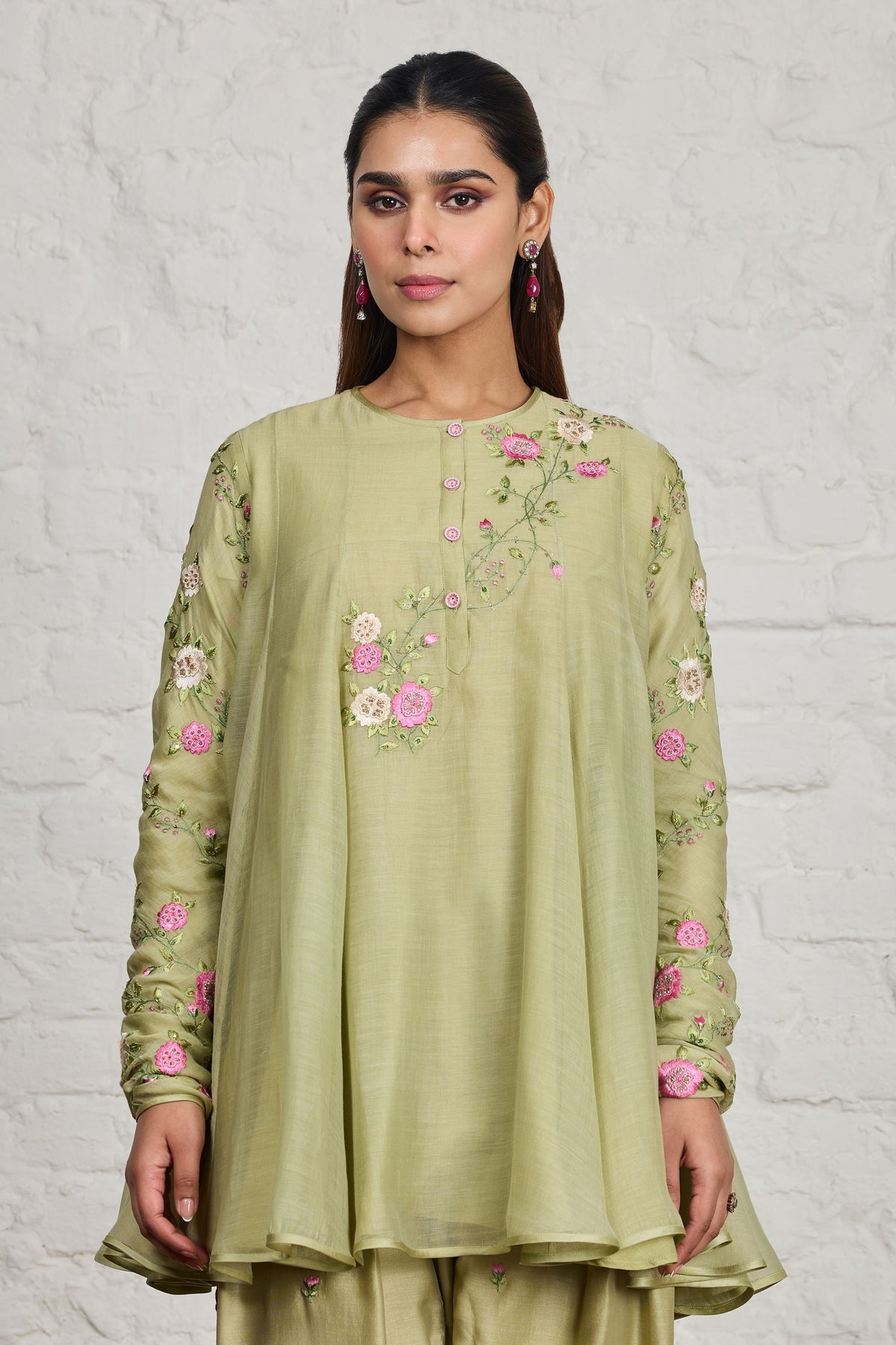 Faye Green Short Kurta Set