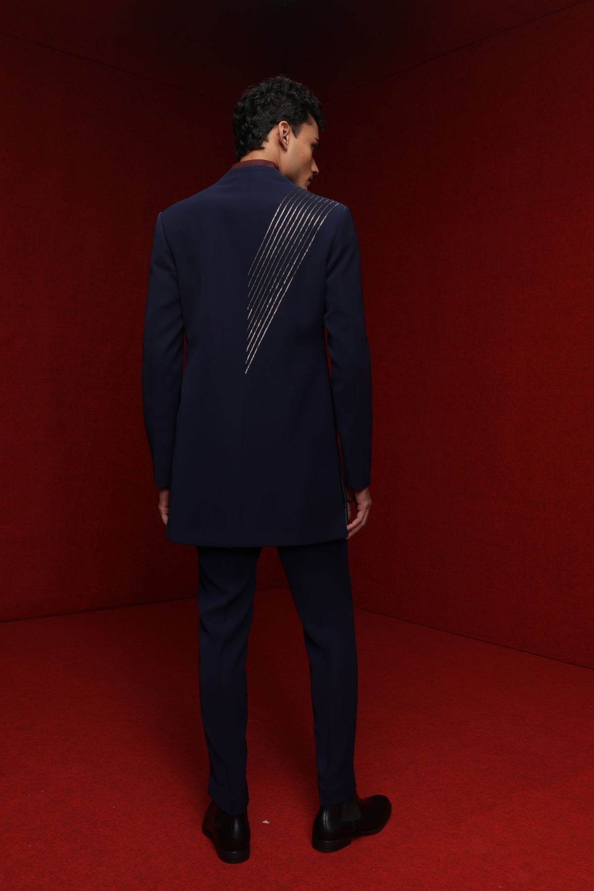 Bandhgala Kurta Set In Navy Blue