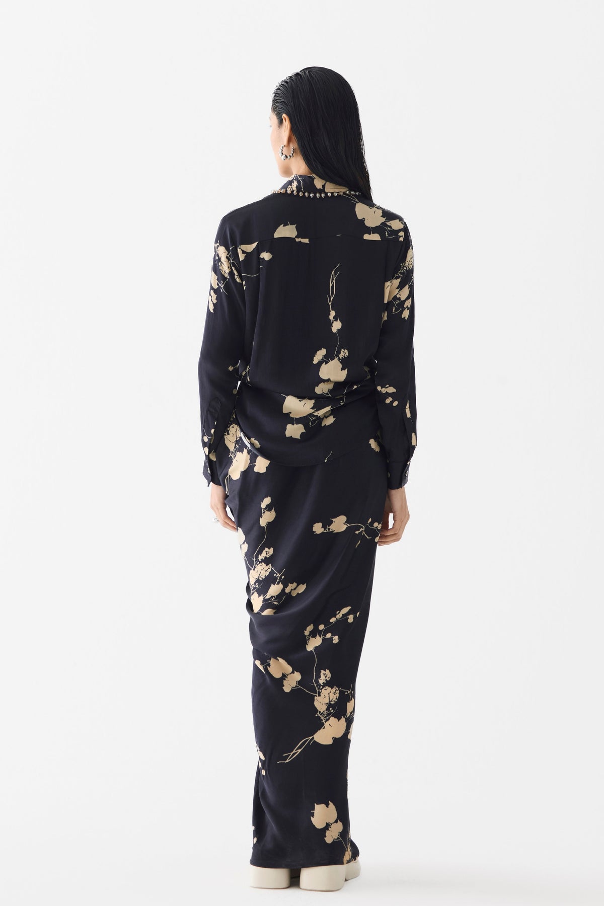 Black Sakura Crop Top & Skirt