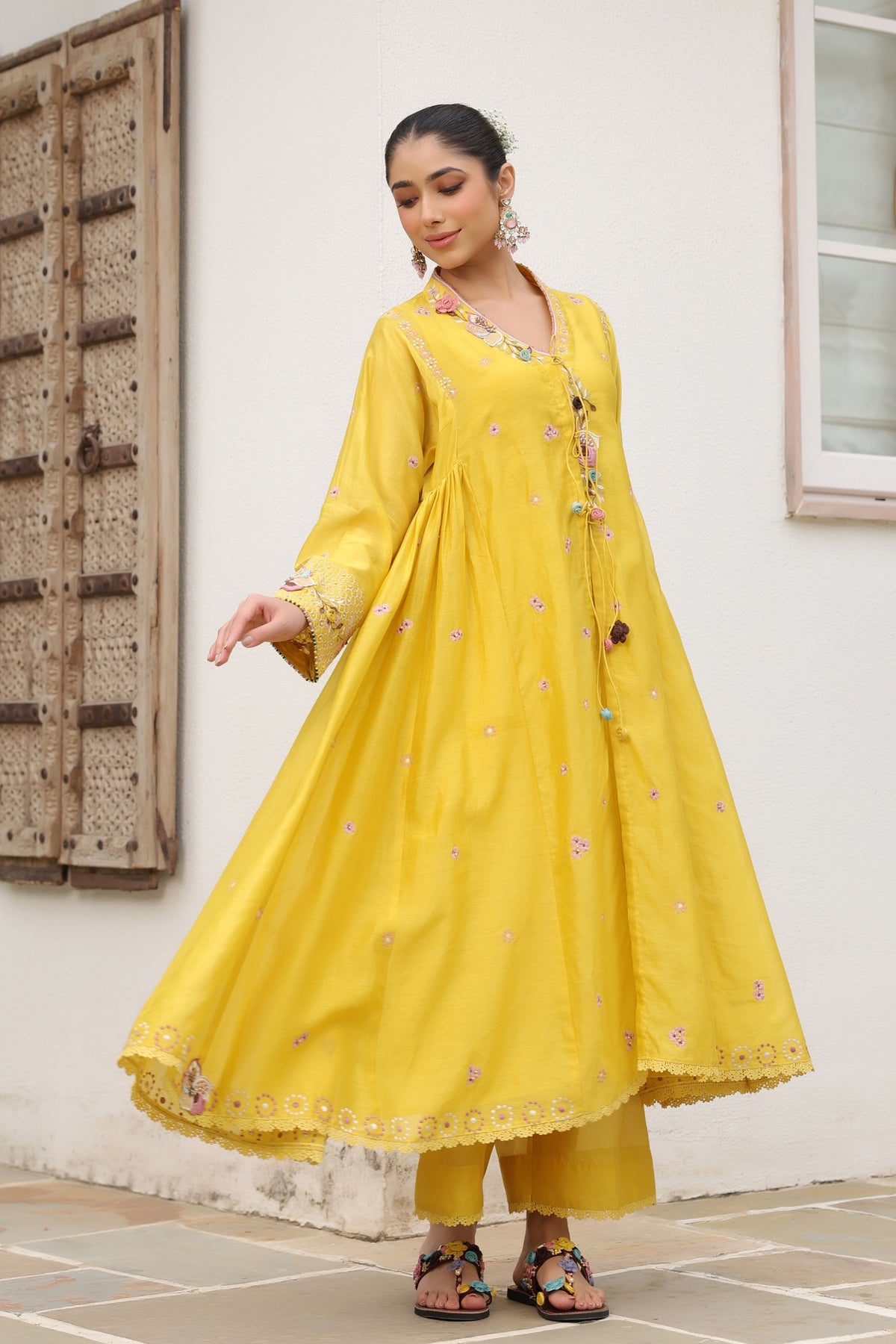 Gulzar Yellow Kalidaar Set