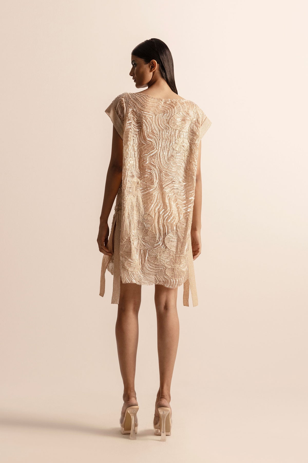 3d Embellished Short Shift Dress