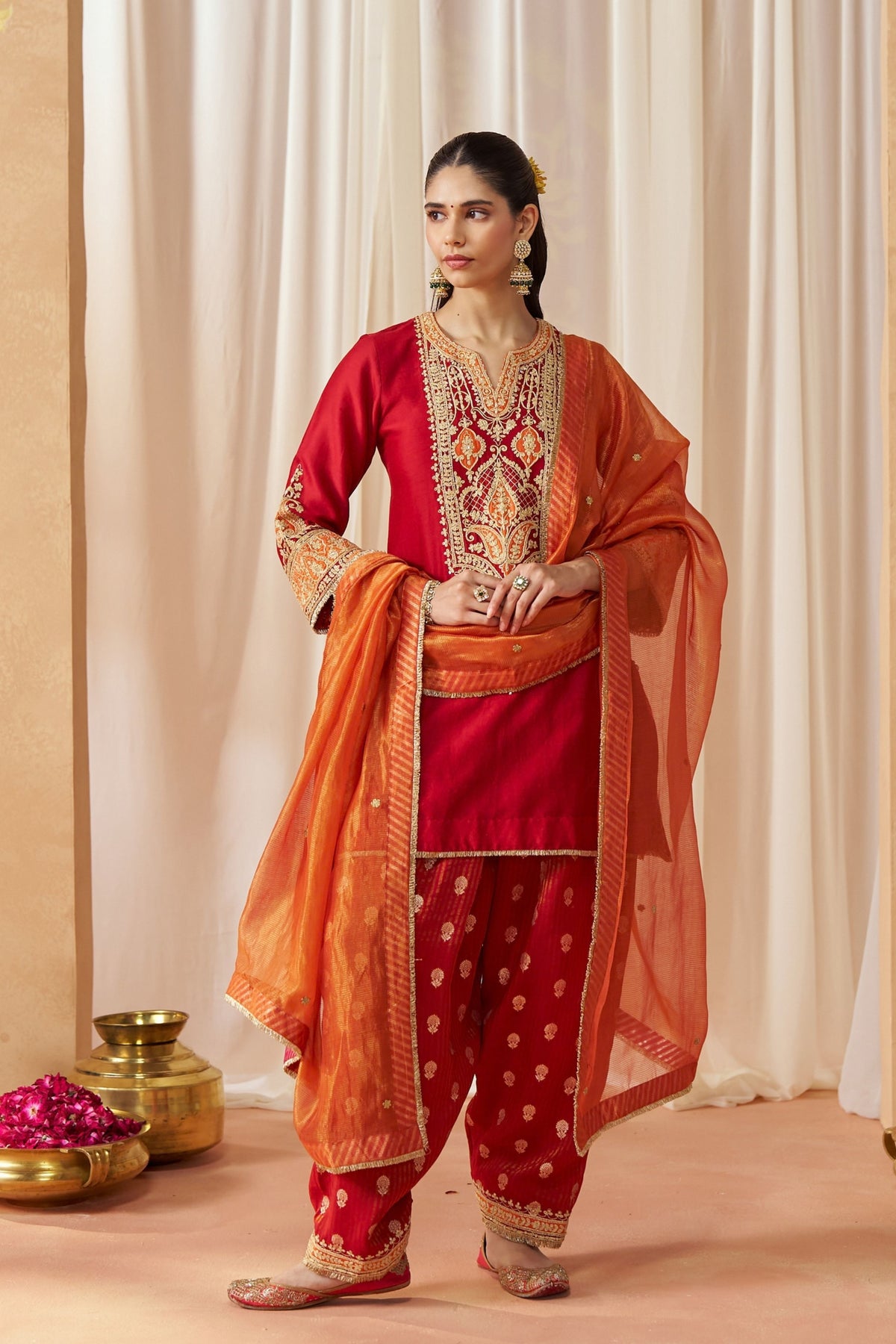 Adeela Deep Red Kurta Set