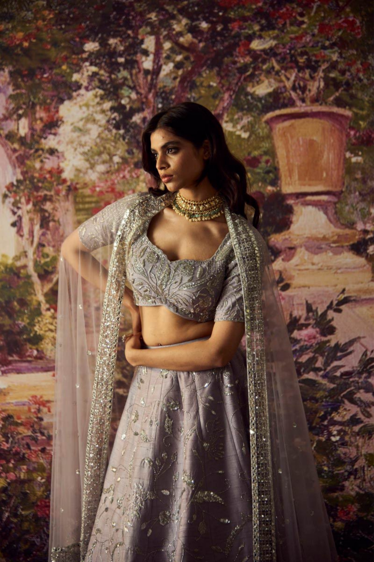 Lilac Rawsilk Lehenga Set