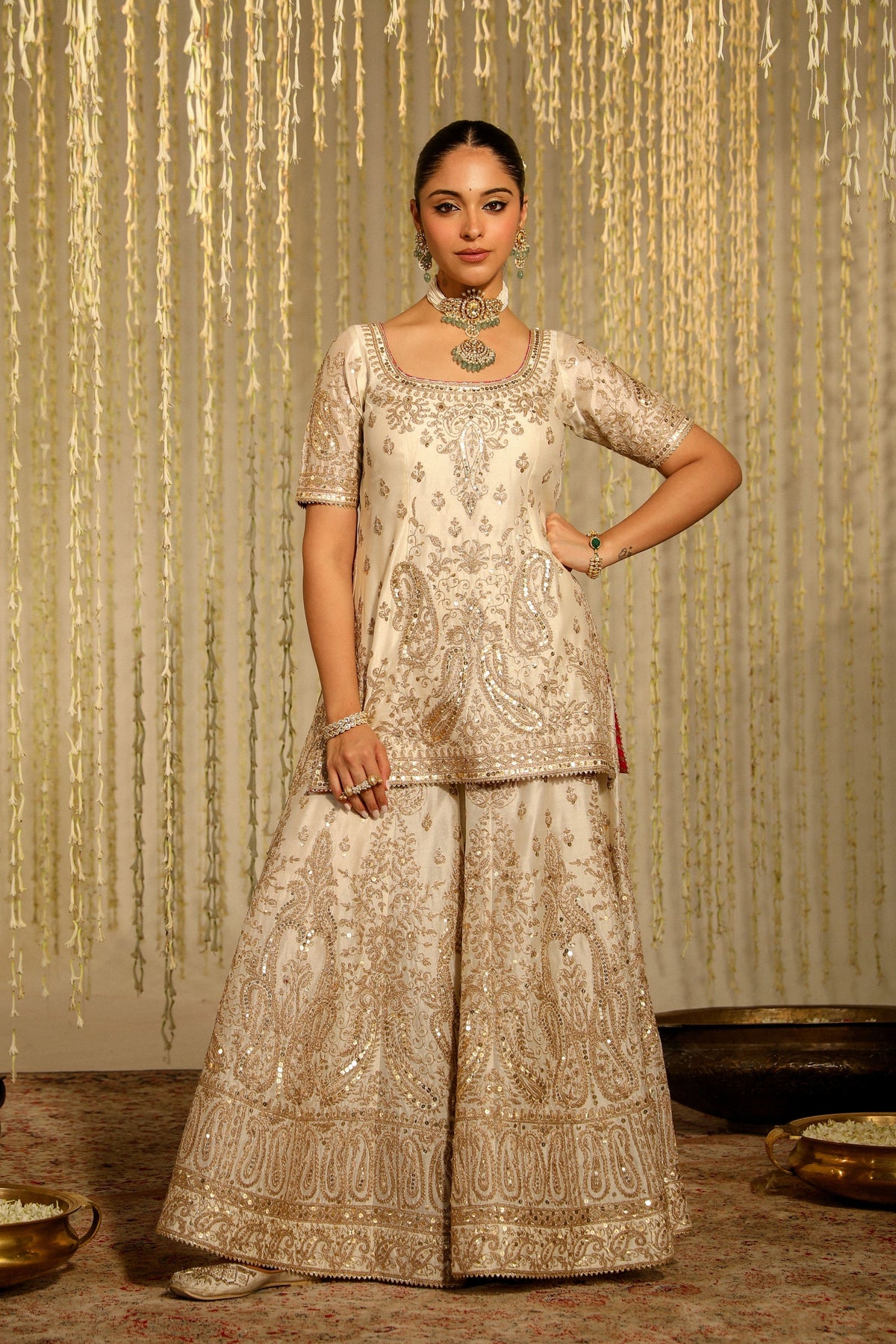 Mazneen Ivory Sharara Set