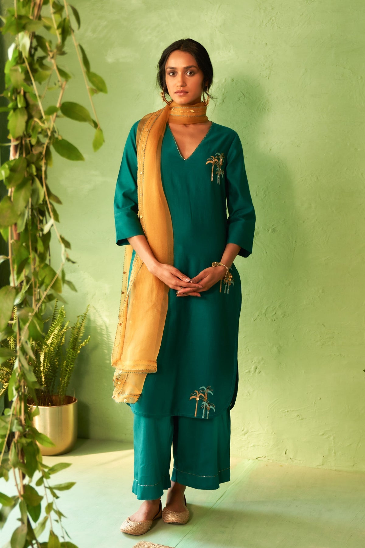 Peacock Green Kurta Set