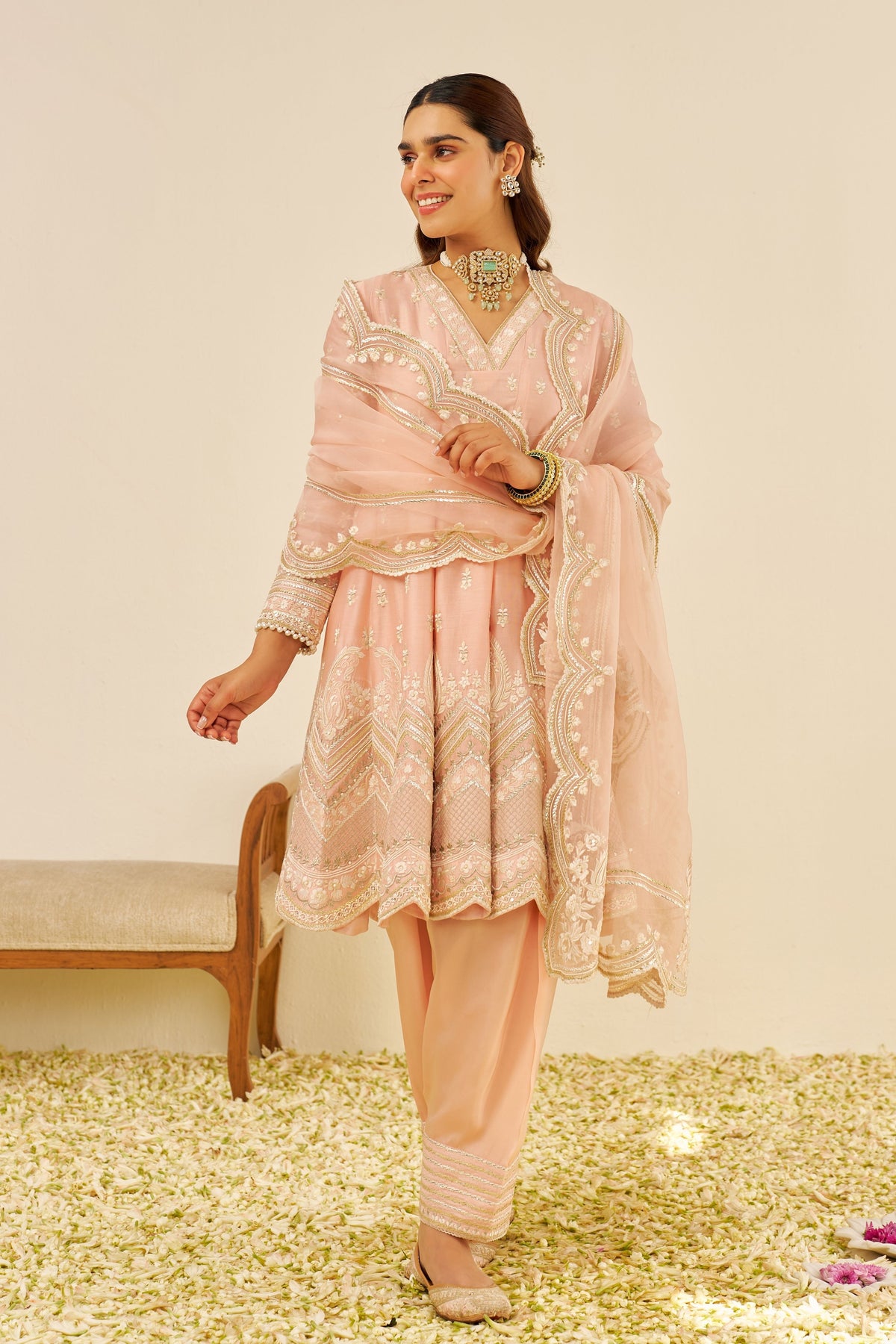 Meeram Rose Pink Anarkali Set