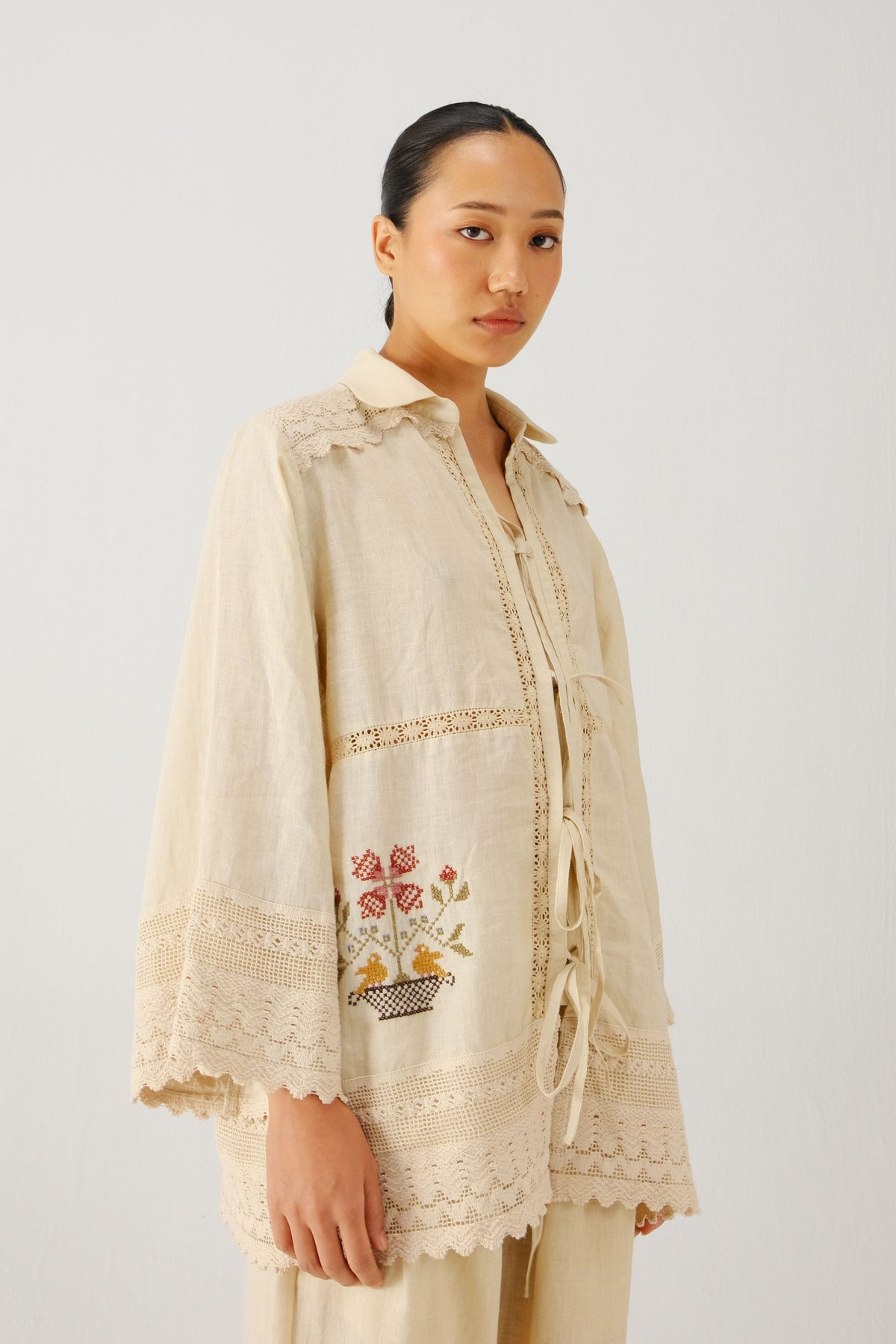 Ivory Tie up Shirt