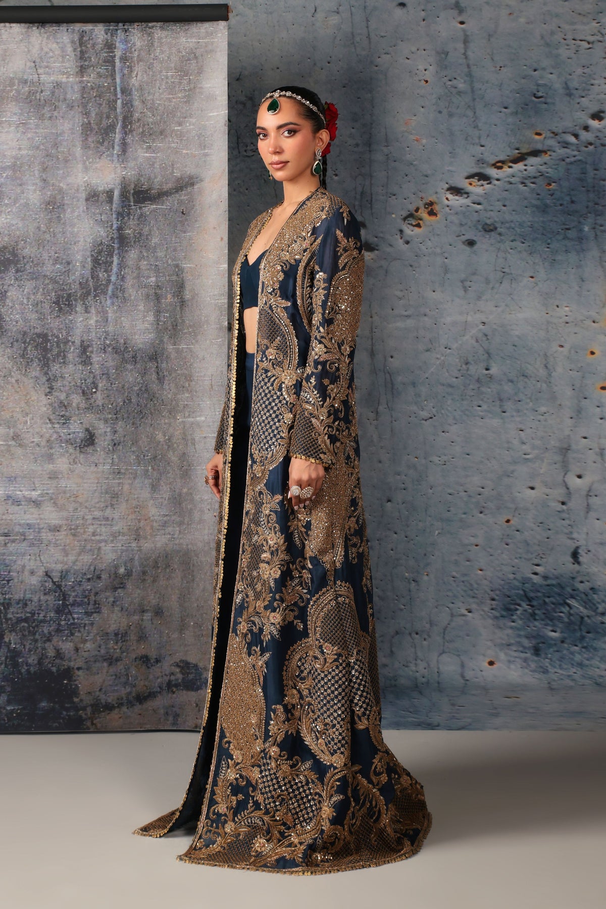 Blue Long Jacket Set