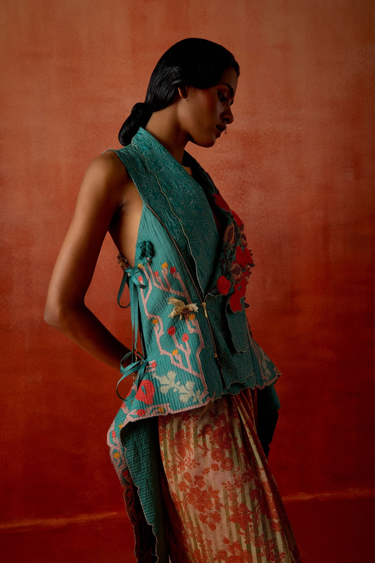 Gold Draped Skirt Set