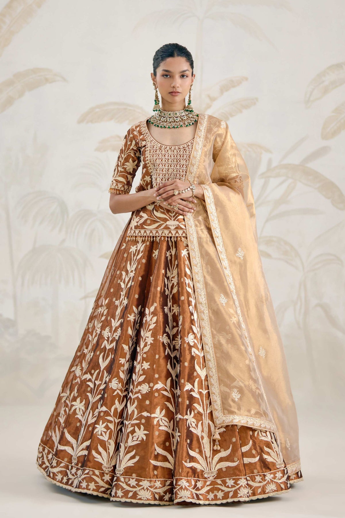 Brown Kurta-lehenga Set