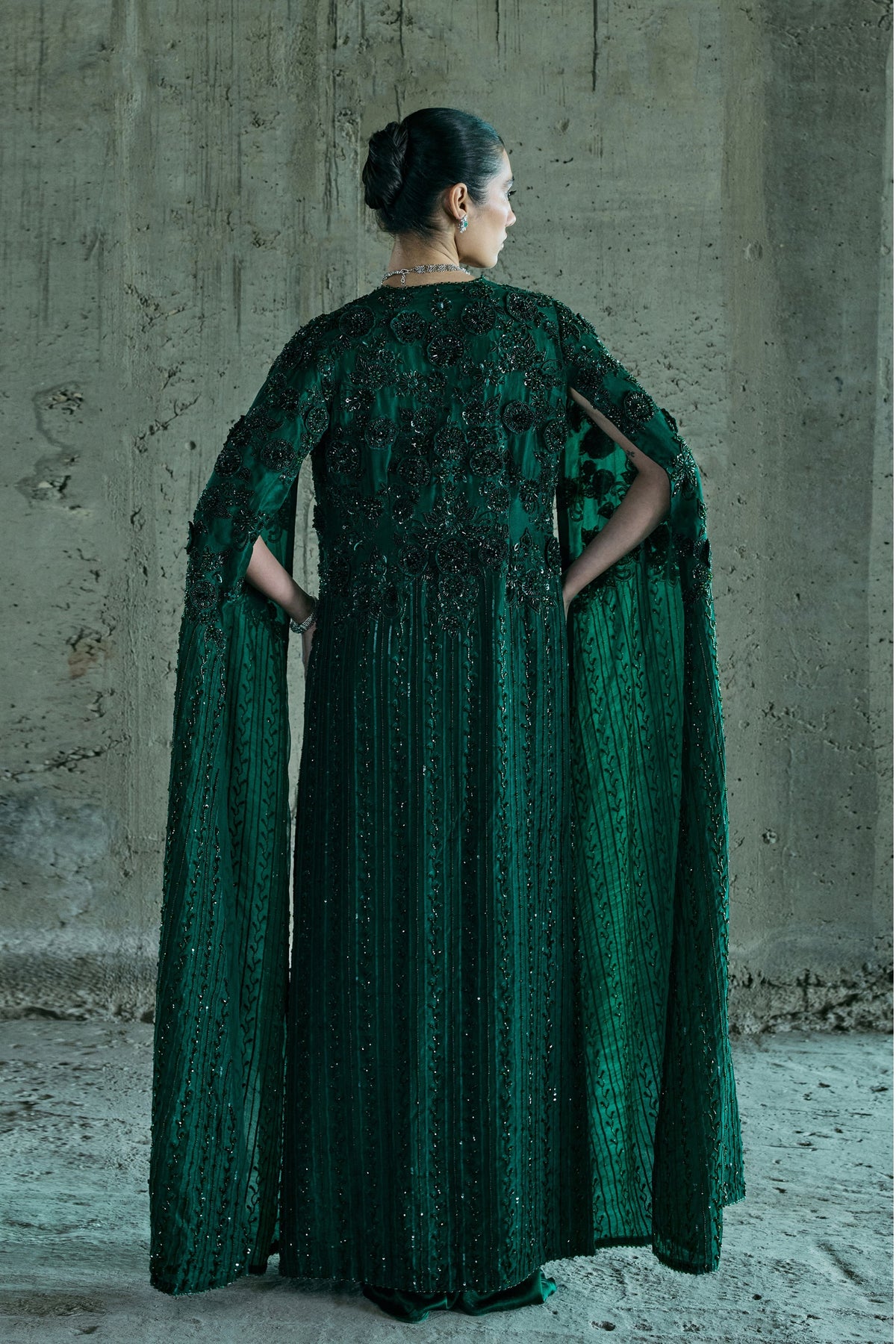 Emerald Long Cape Set