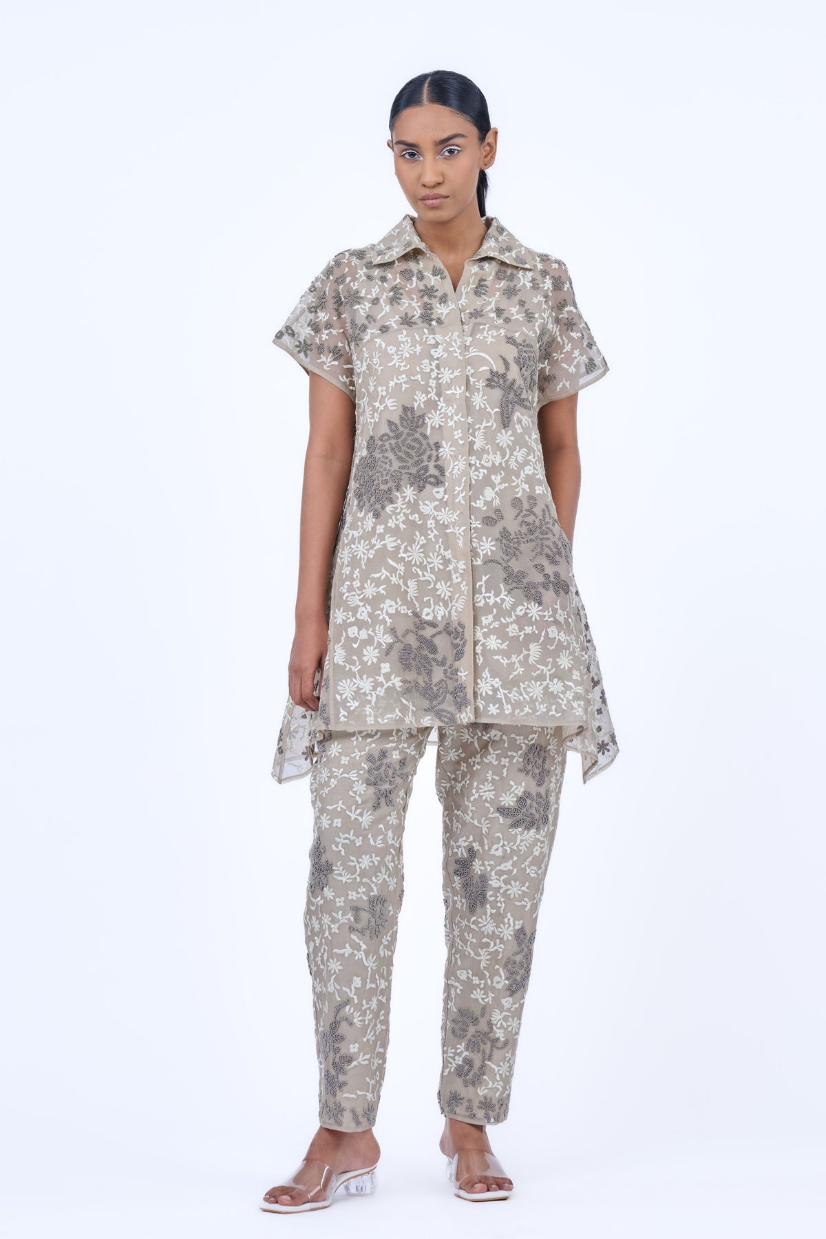 Silk Organza Beadwork Shirt
